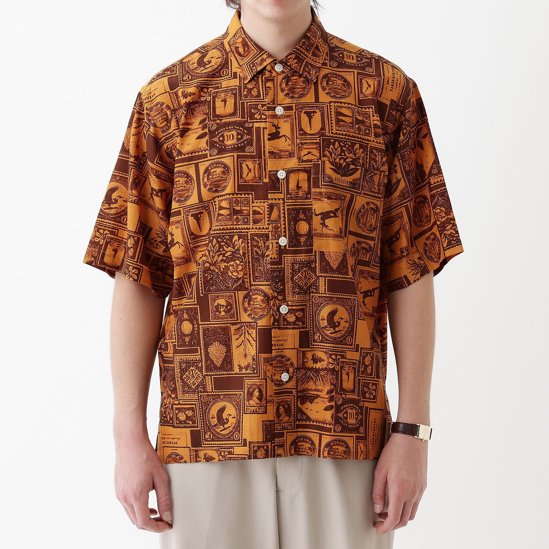 TAKEO KIKUCHI「【THE FLAGSHIP】アーカイブ切手柄半袖シャツ」|シャツ・ブラウス|