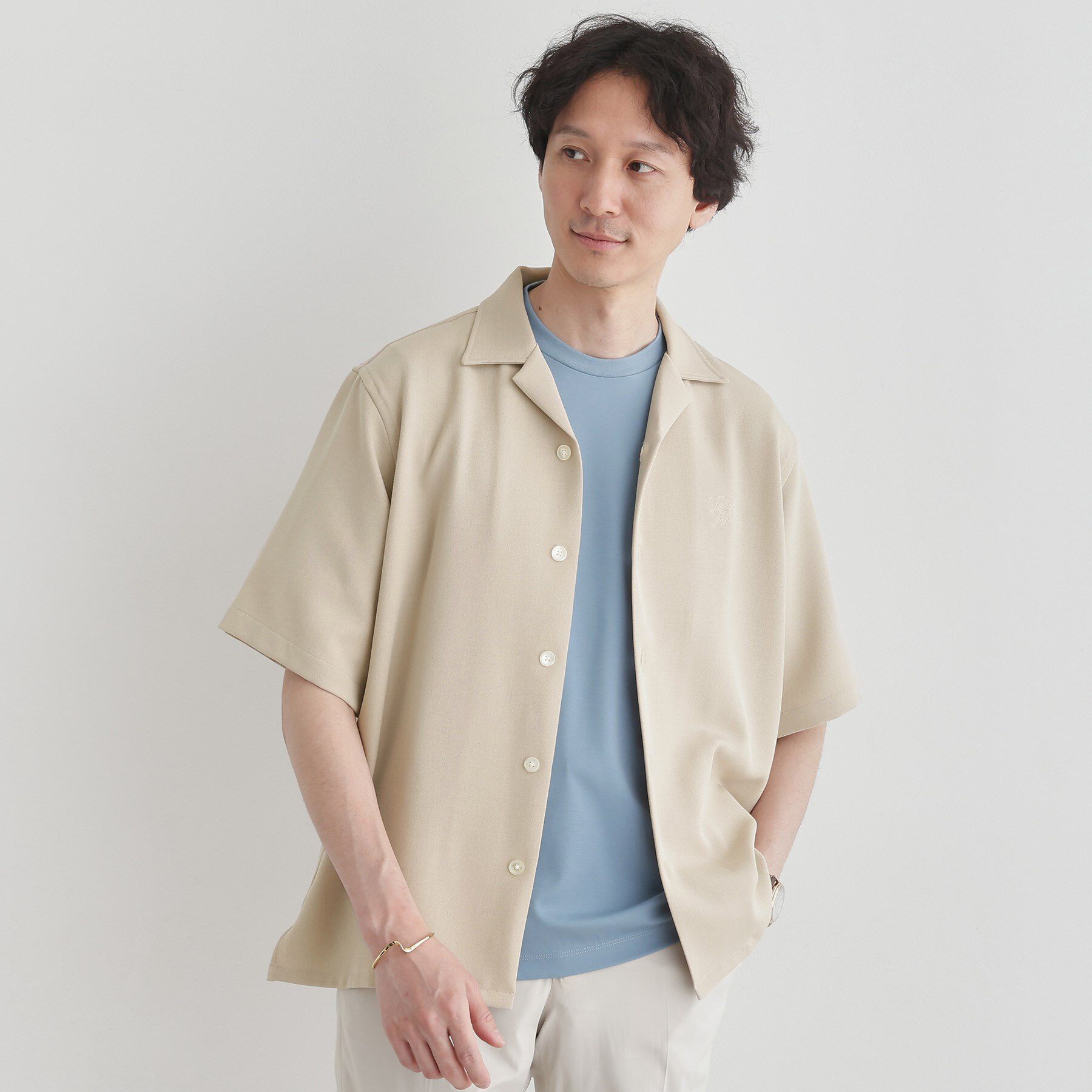 TAKEO KIKUCHI「【LIMITED】ハンドライティングロゴ 1ポイントジャージ半袖シャツ」|シャツ・ブラウス|