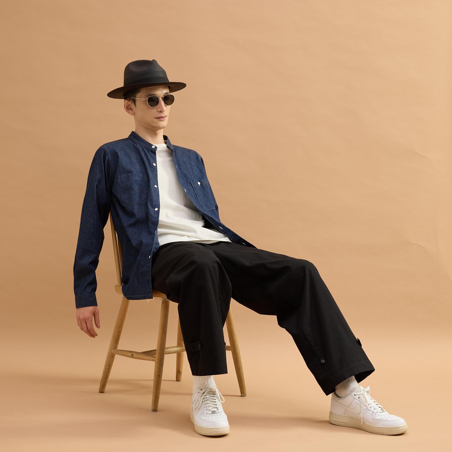 40CARATS&525「バンドカラーデニムシャツ」|シャツ・ブラウス|