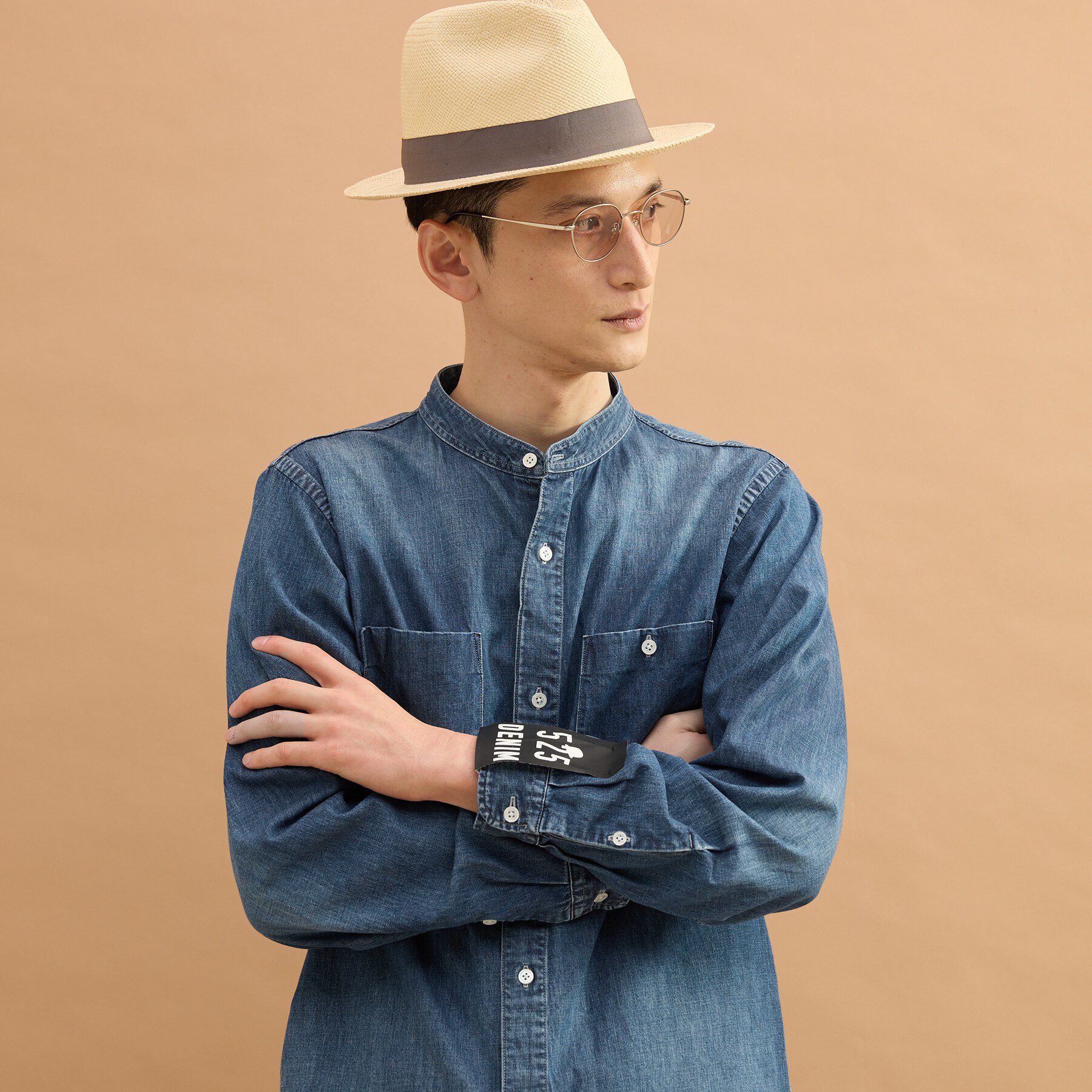 40CARATS&525「バンドカラーデニムシャツ」|シャツ・ブラウス|