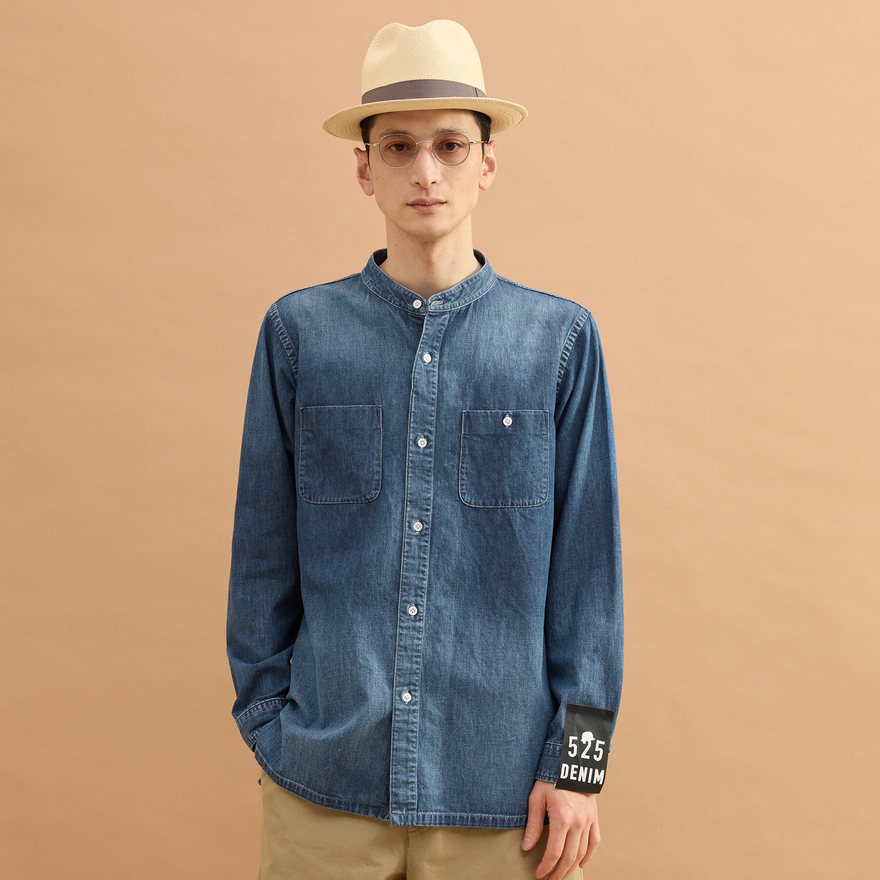 40CARATS&525「バンドカラーデニムシャツ」|シャツ・ブラウス|