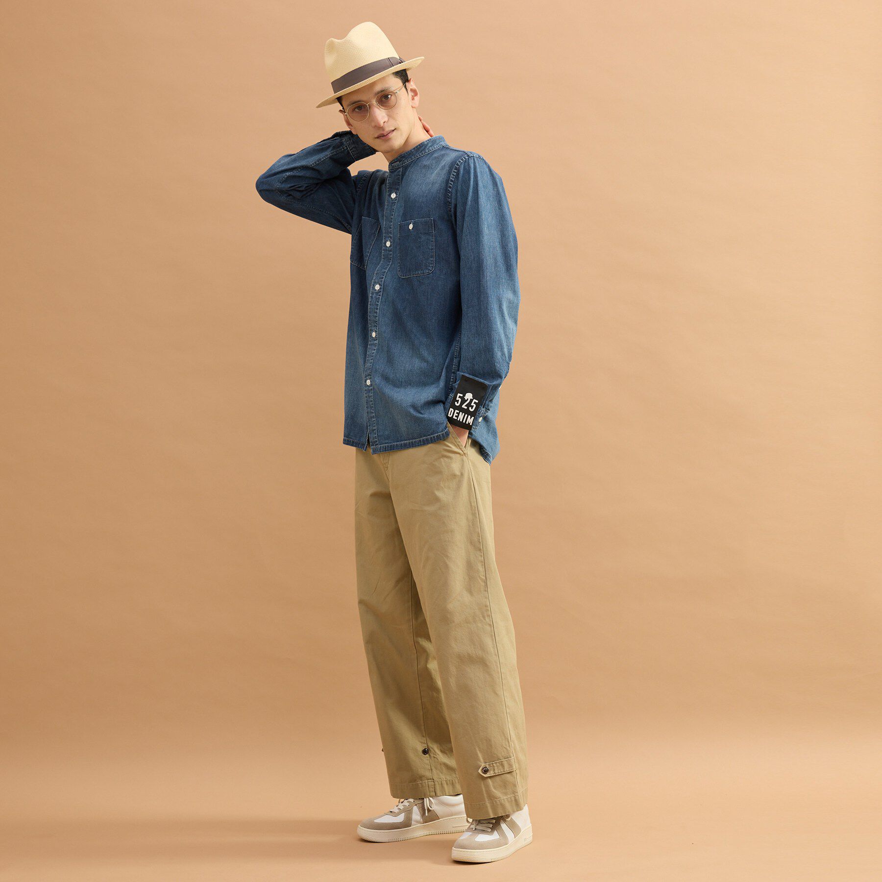 40CARATS&525「バンドカラーデニムシャツ」|シャツ・ブラウス|