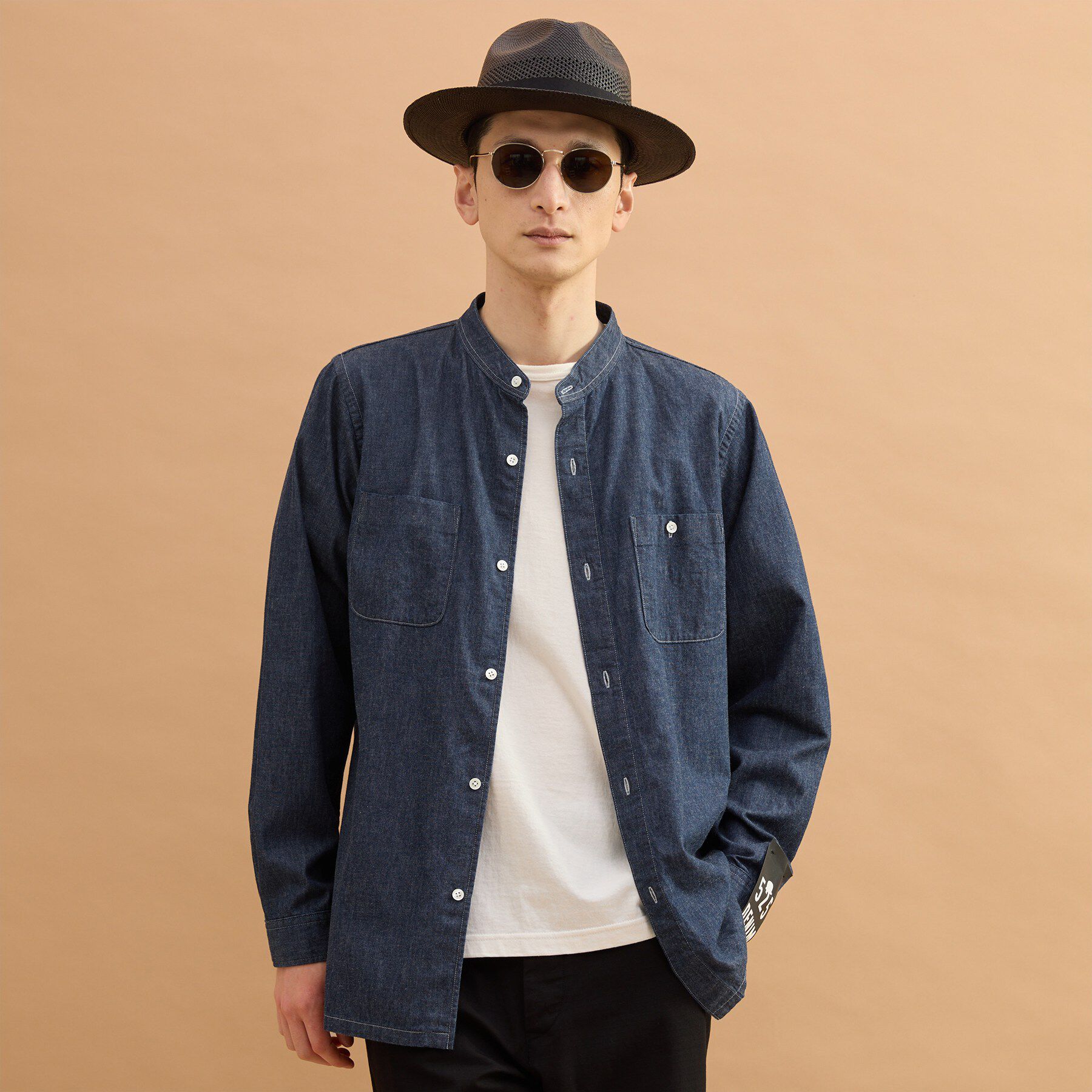 40CARATS&525「バンドカラーデニムシャツ」|シャツ・ブラウス|