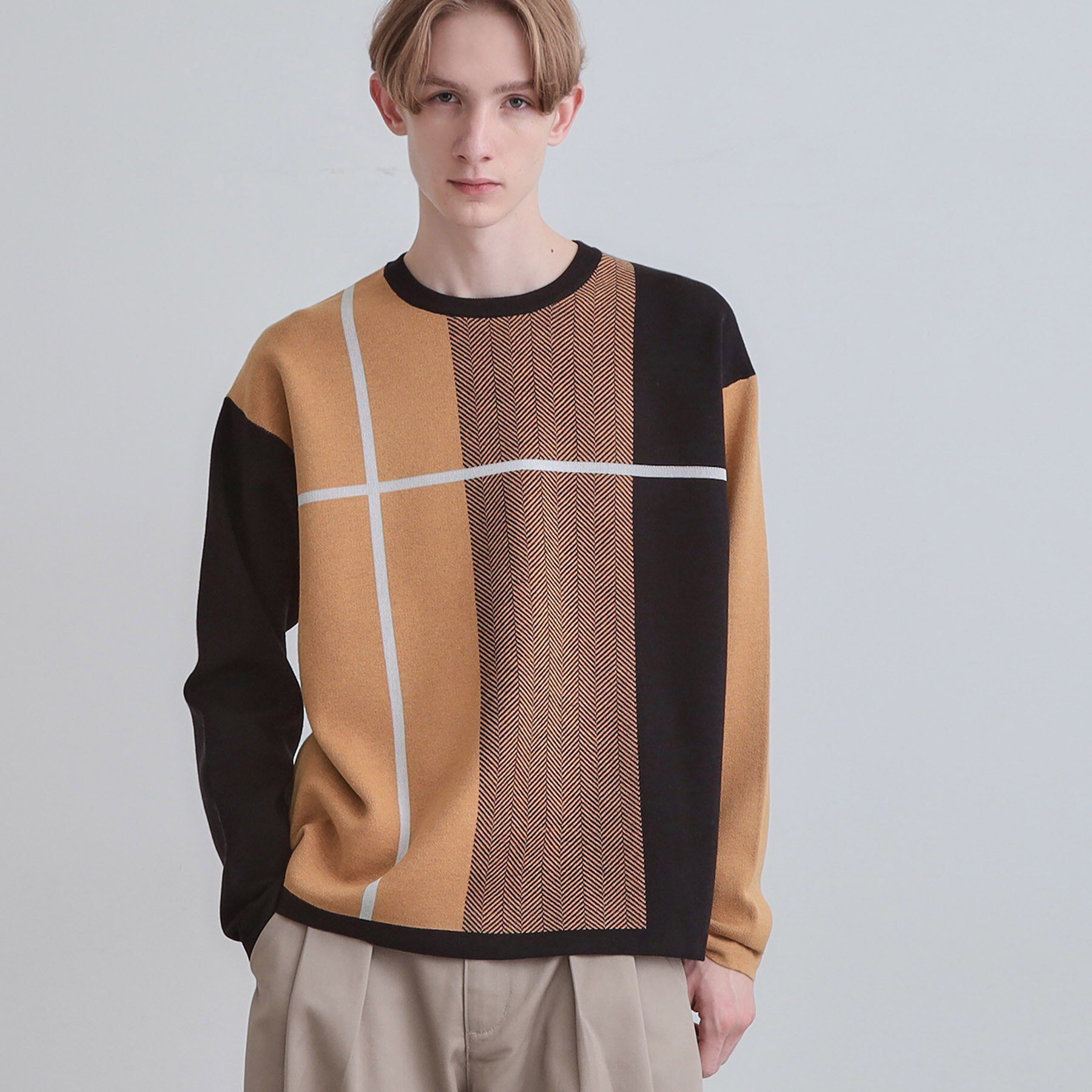 tk.TAKEO KIKUCHI「【洗える】クロスオーバーニット」|ニット・セーター|ブラウン(543)