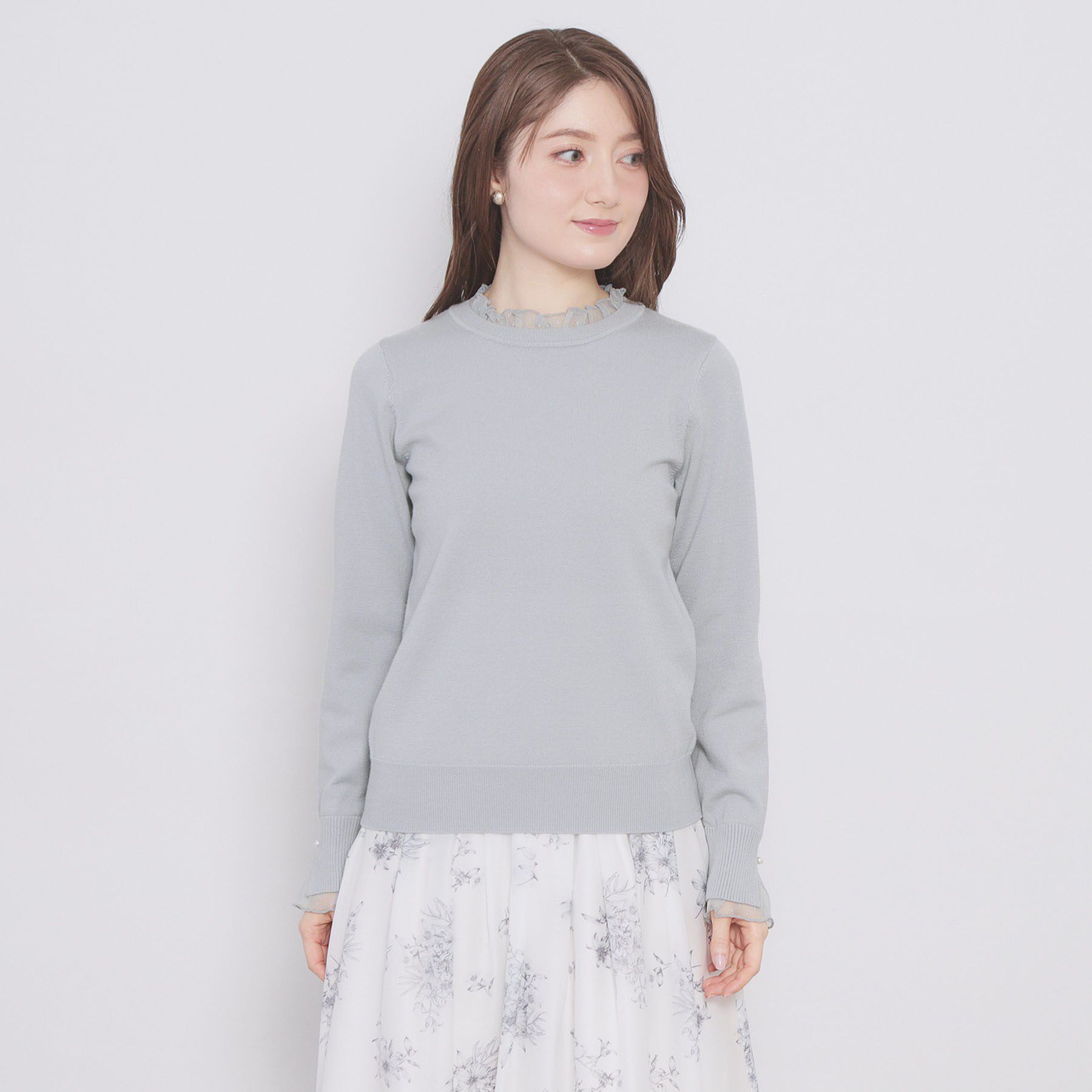 index「ドットチュールフリルデザインニット【洗濯機OK】」|ニット・セーター|