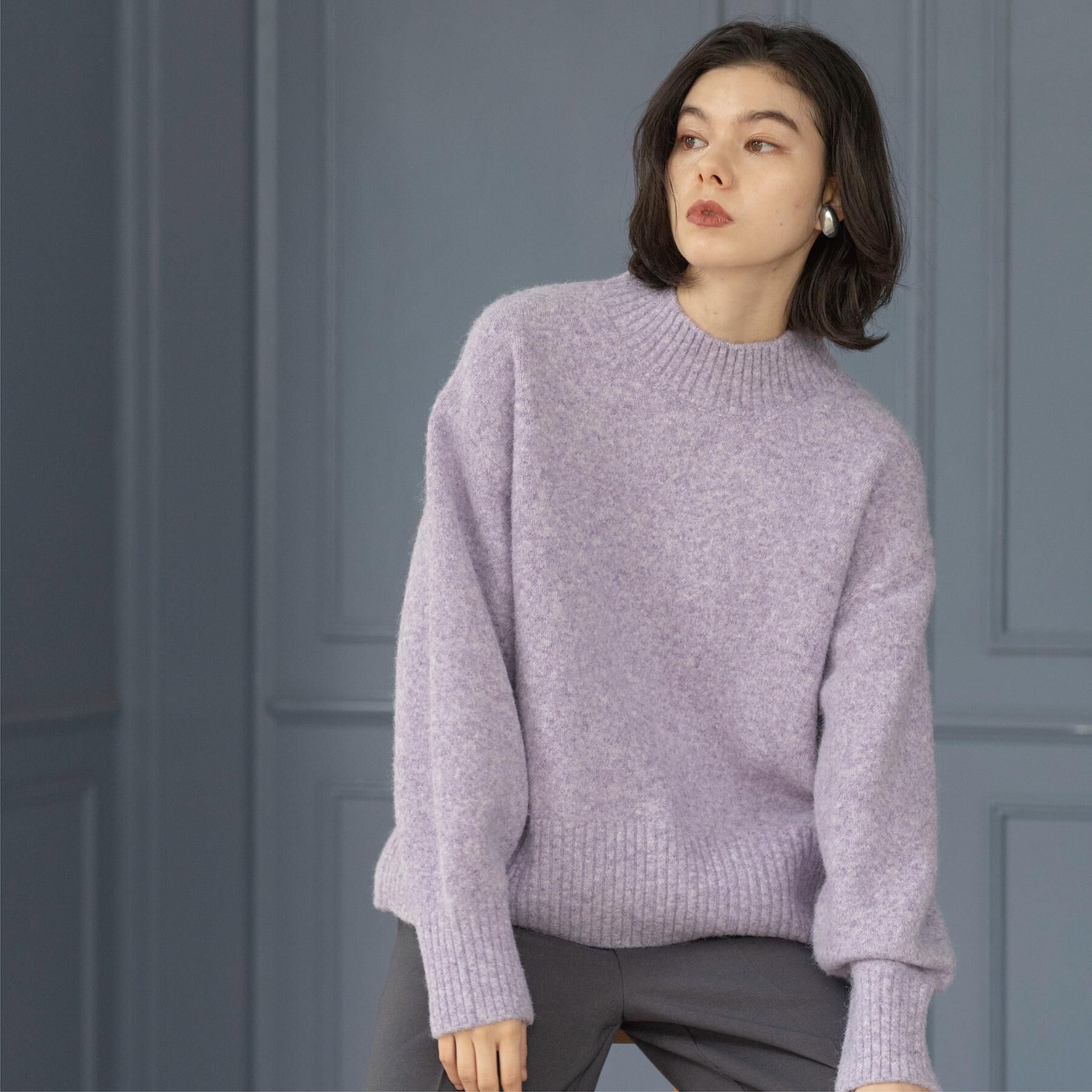 OPAQUE.CLIP「ふわふわハイネックニット【洗濯機OK】」|ニット・セーター|パープル(881)