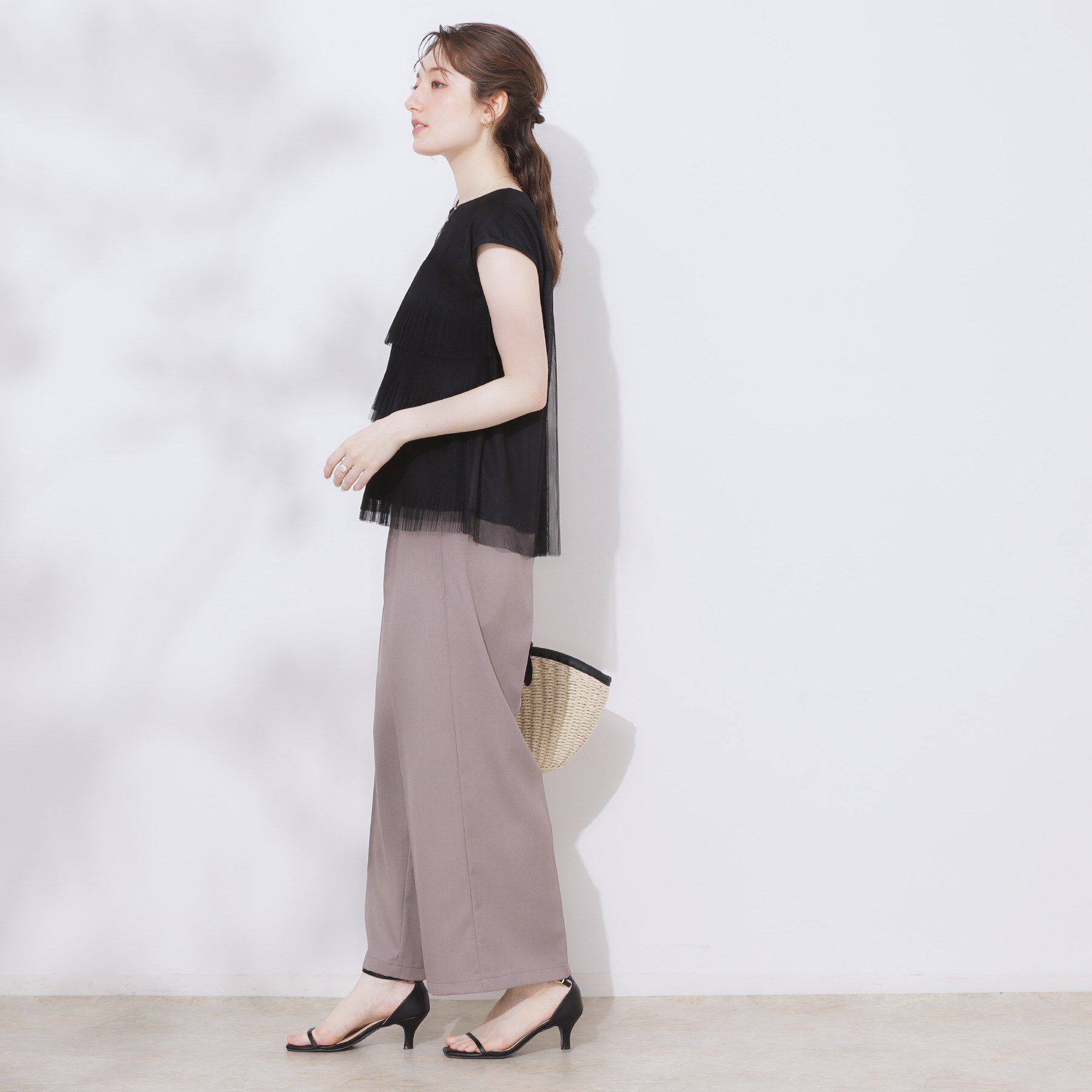 Couture broach「【マシンウォッシャブル・大人可愛い】チュールプリーツチュニック」|Tシャツ・カットソー|