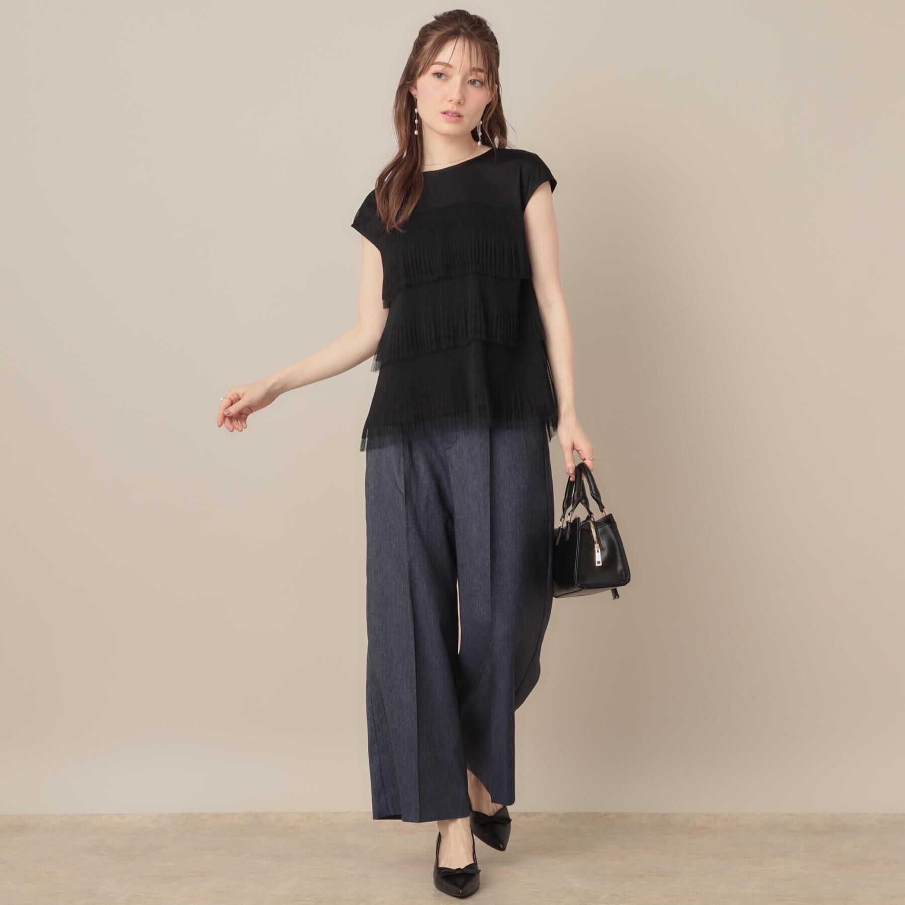 Couture broach「【マシンウォッシャブル・大人可愛い】チュールプリーツチュニック」|Tシャツ・カットソー|