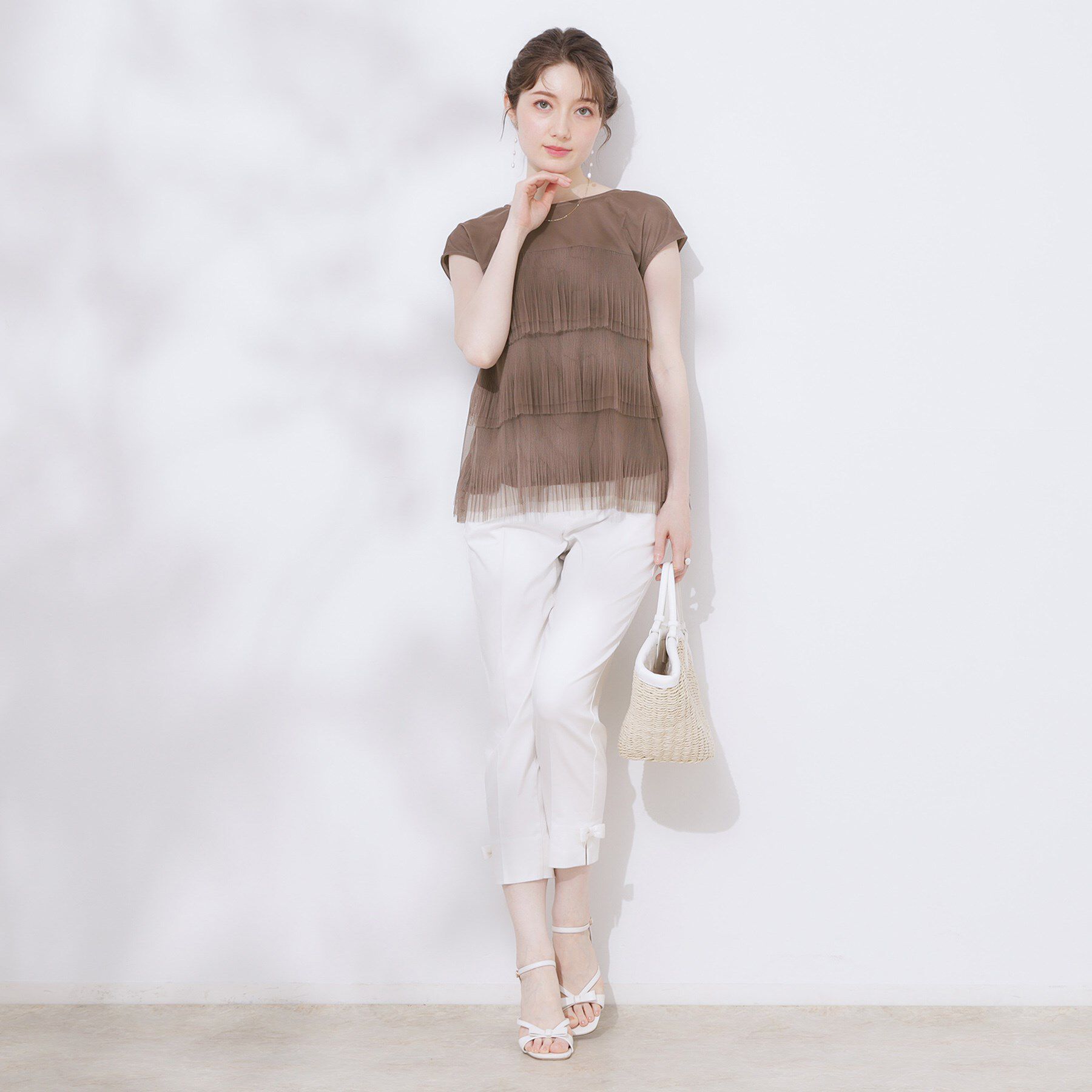 Couture broach「【マシンウォッシャブル・大人可愛い】チュールプリーツチュニック」|Tシャツ・カットソー|