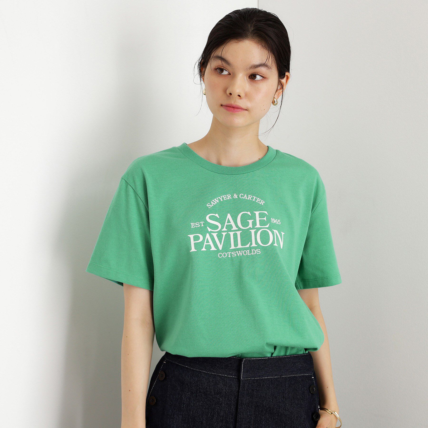 THE SHOP TK「カレッジ＆フォトプリントTシャツ【洗濯機OK】」|Tシャツ・カットソー|グリーン(022)