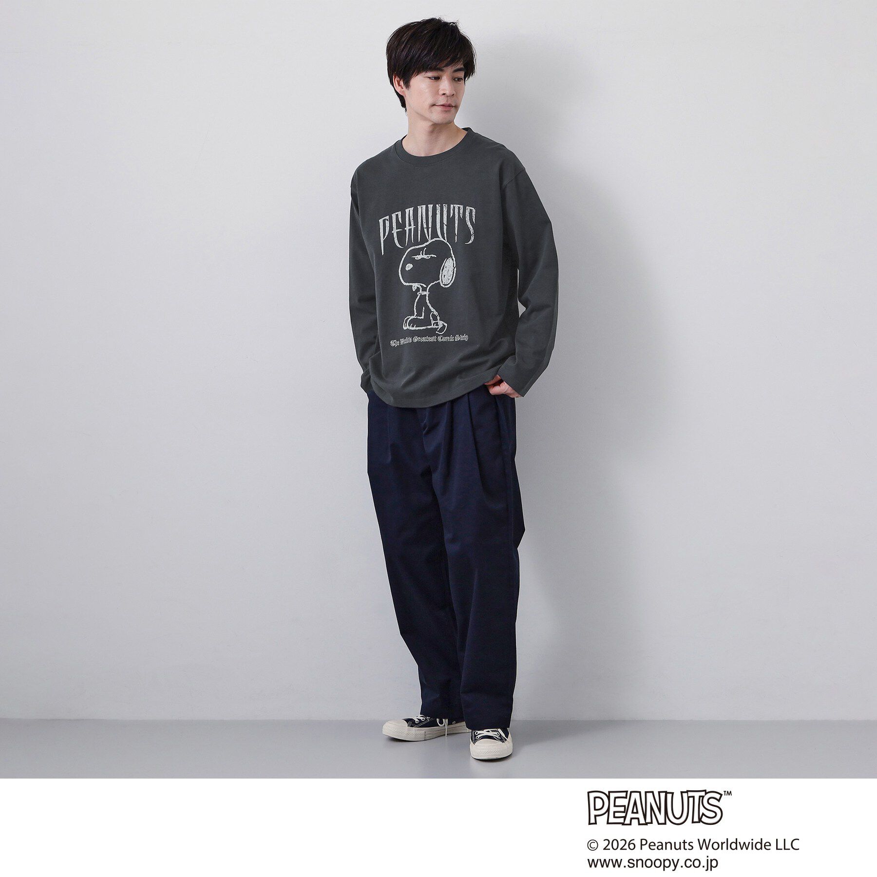 THE SHOP TK「PEANUTS ／ ピーナッツ スヌーピー ヴィンテージ風プリント長袖Tシャツ」|Tシャツ・カットソー|