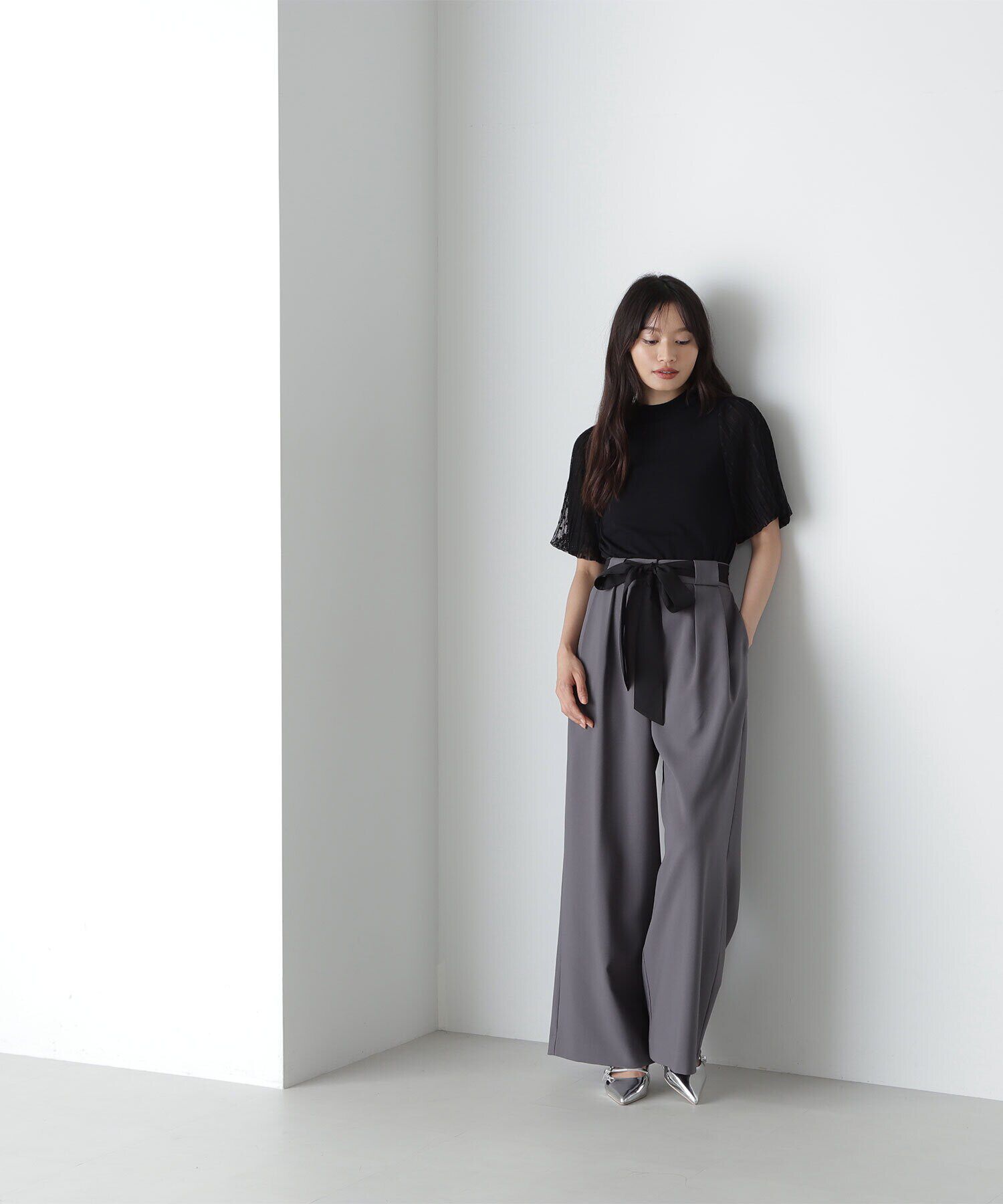  「ドットチュールスリーブニット」|ニット・セーター|