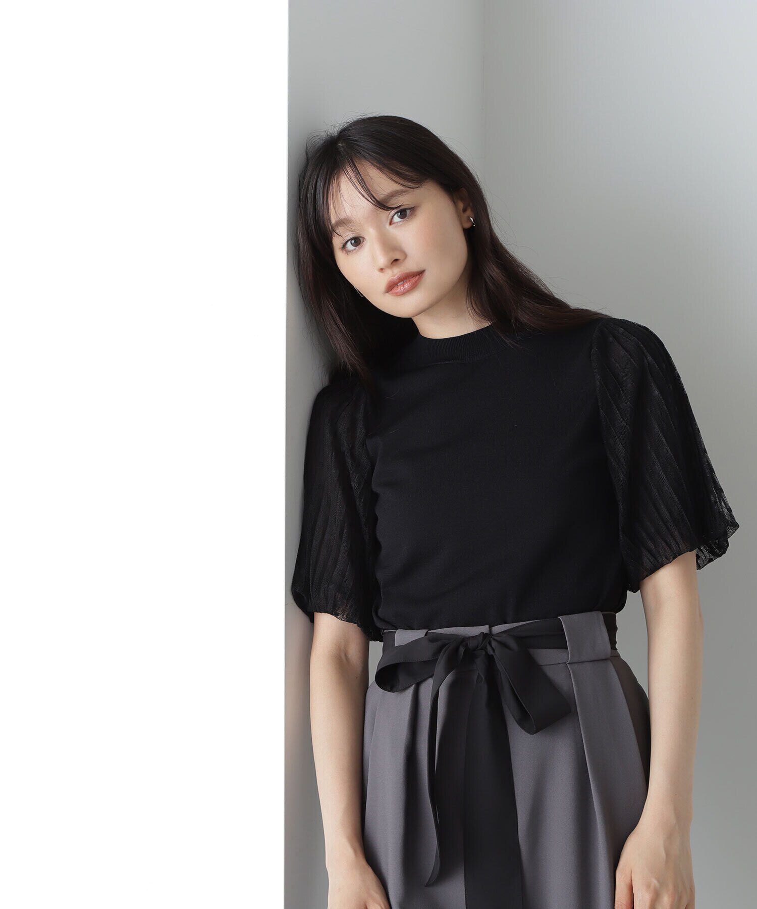  「ドットチュールスリーブニット」|ニット・セーター|