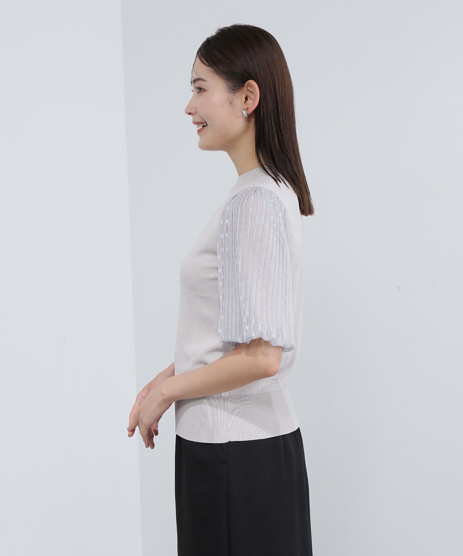  「ドットチュールスリーブニット」|ニット・セーター|