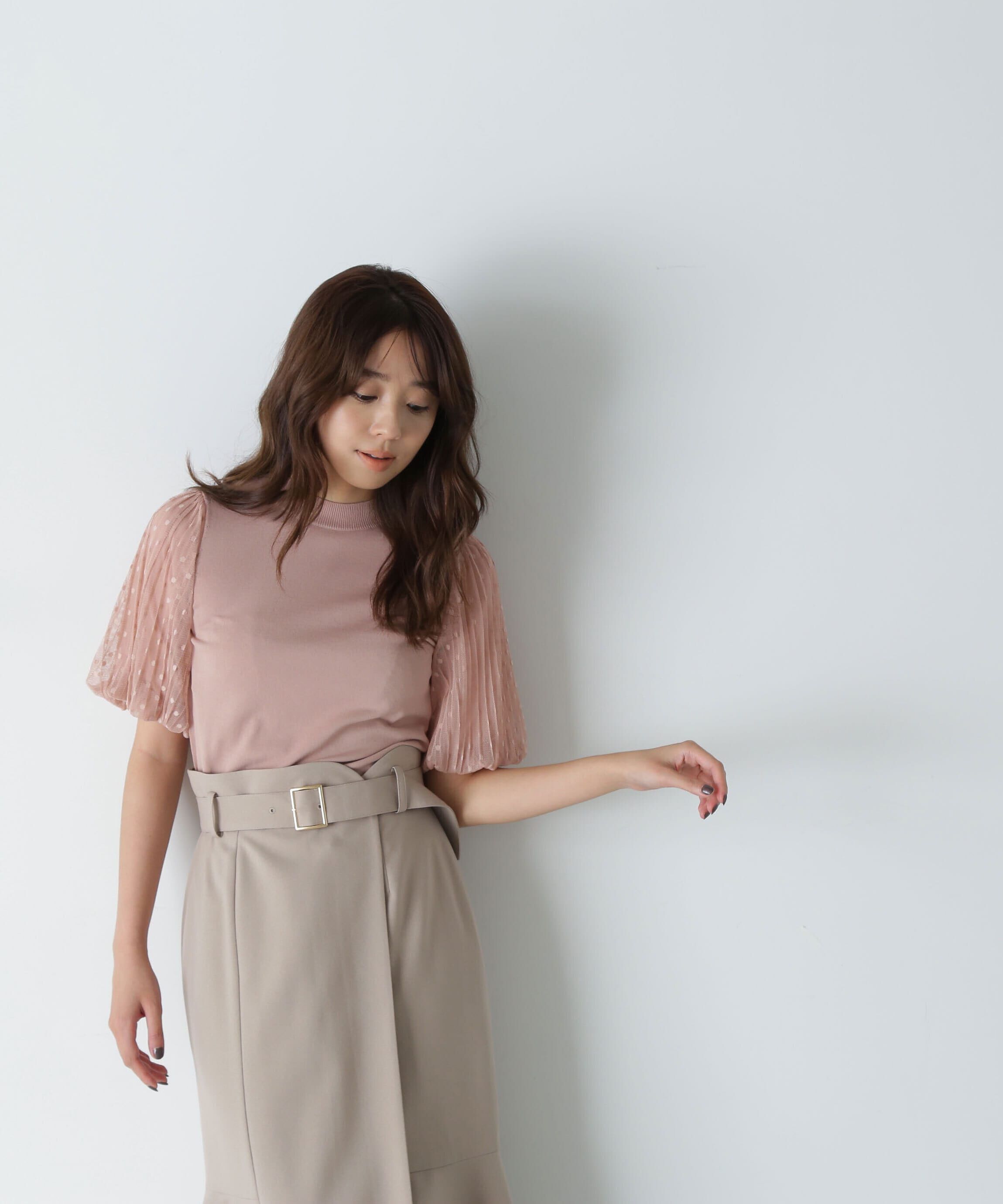  「ドットチュールスリーブニット」|ニット・セーター|