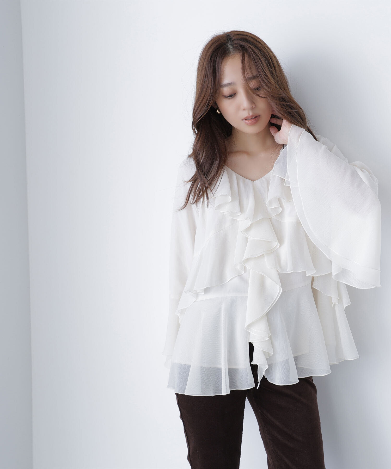  「ラッフルフリルチュニックブラウス」|シャツ・ブラウス|