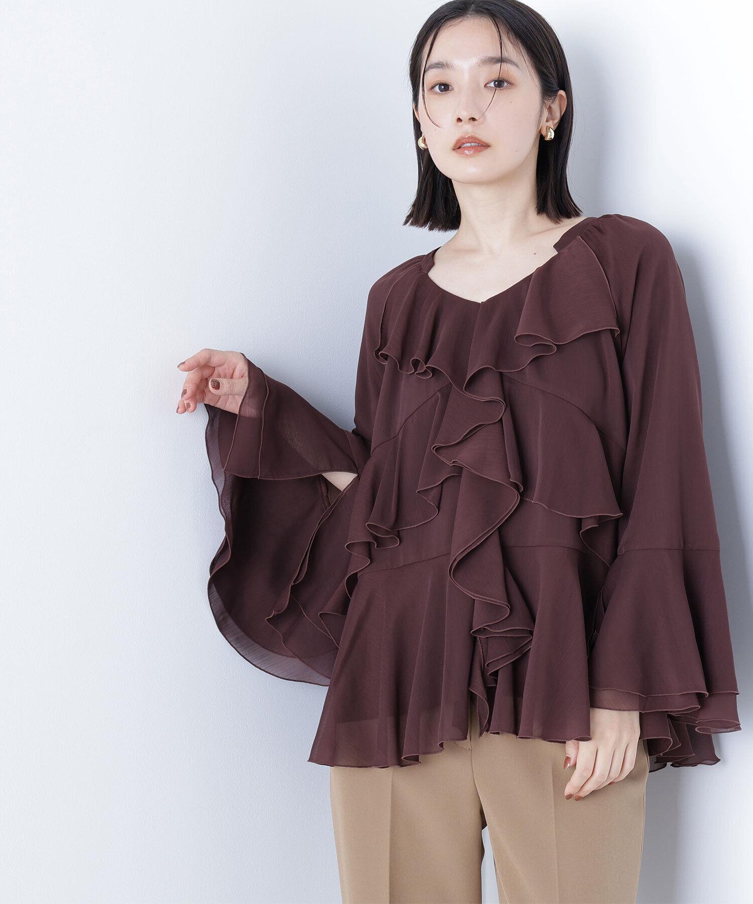  「ラッフルフリルチュニックブラウス」|シャツ・ブラウス|