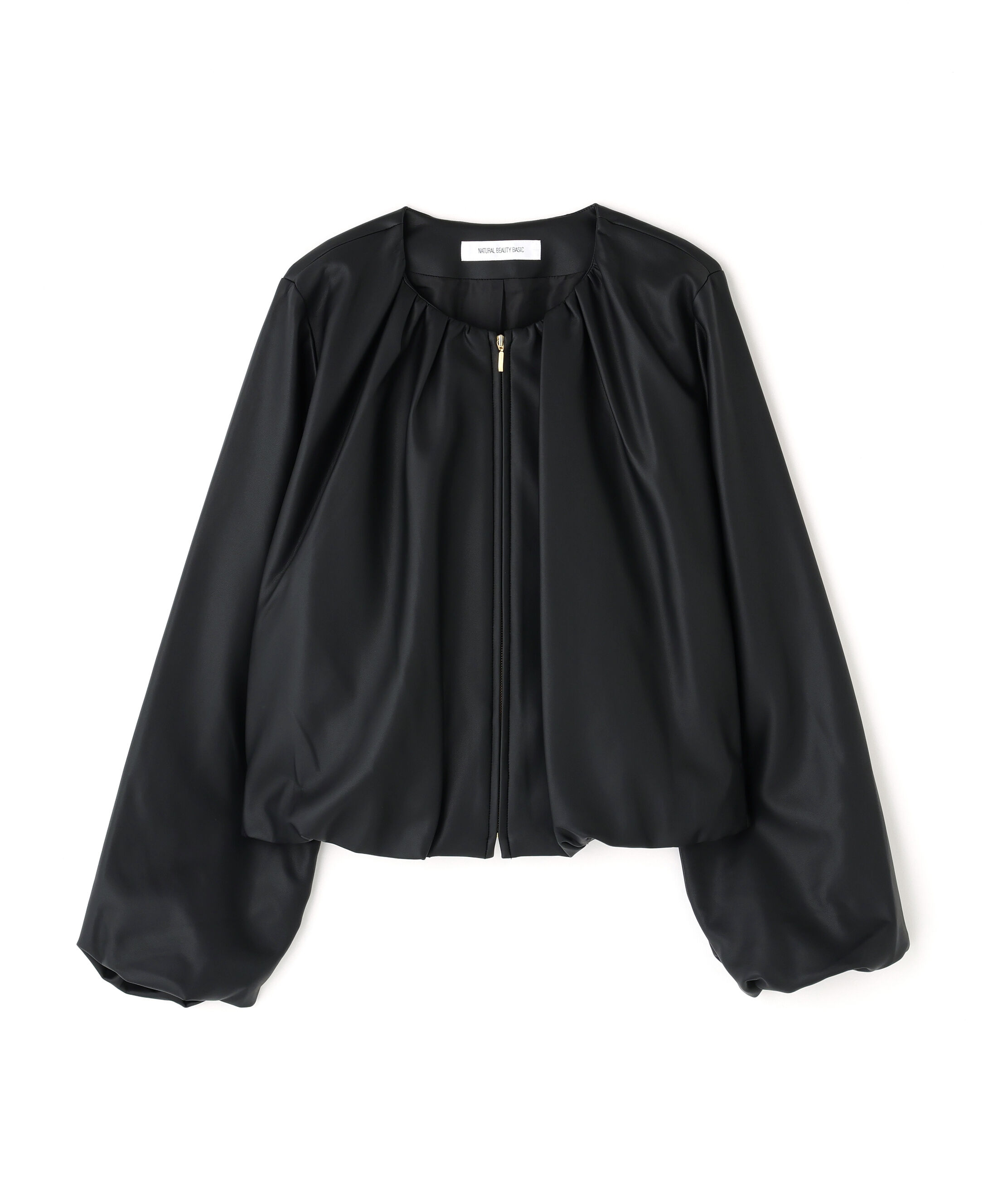  「フェイクレザーギャザーブルゾン」|ブルゾン・スタジャン|