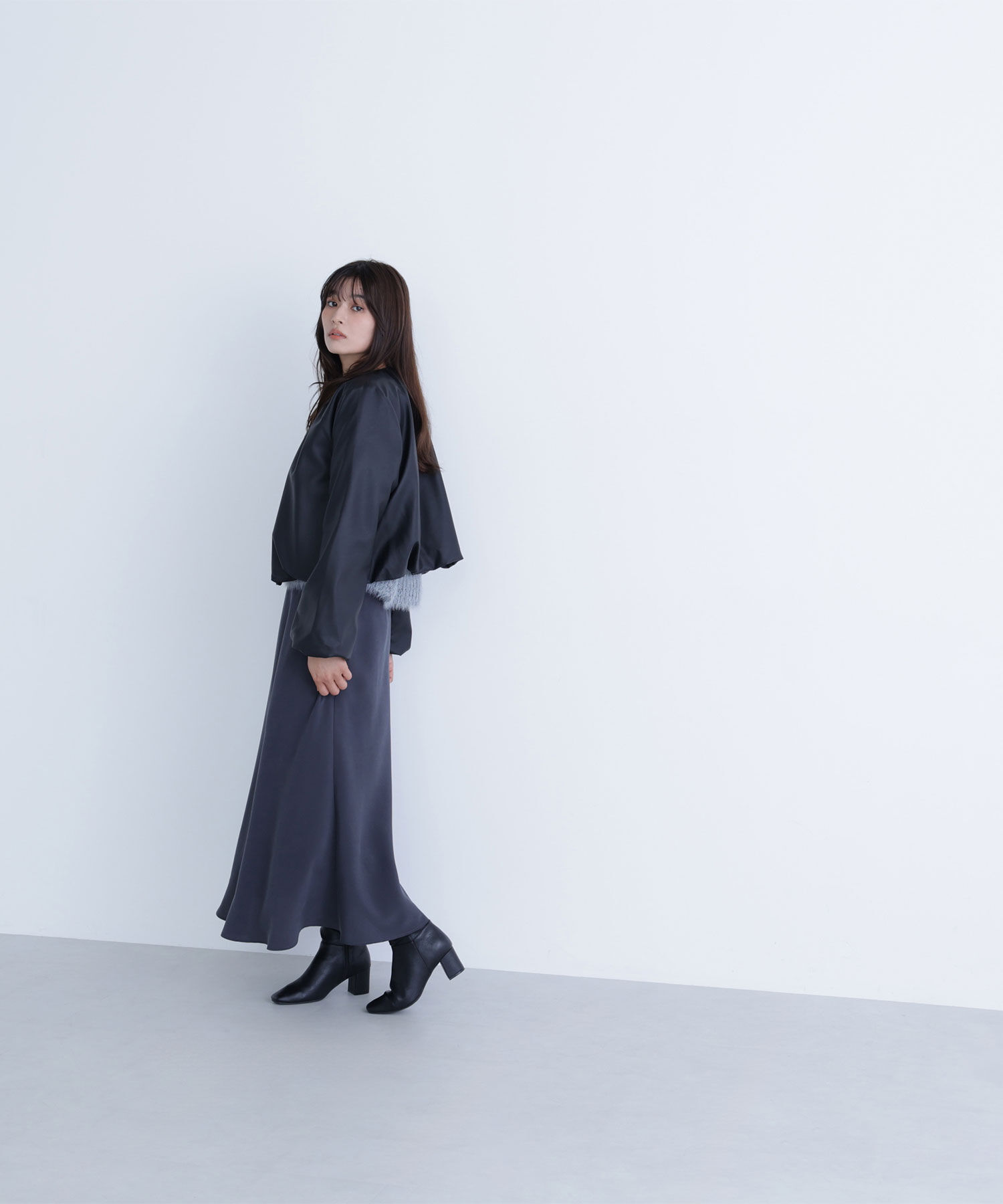  「フェイクレザーギャザーブルゾン」|ブルゾン・スタジャン|