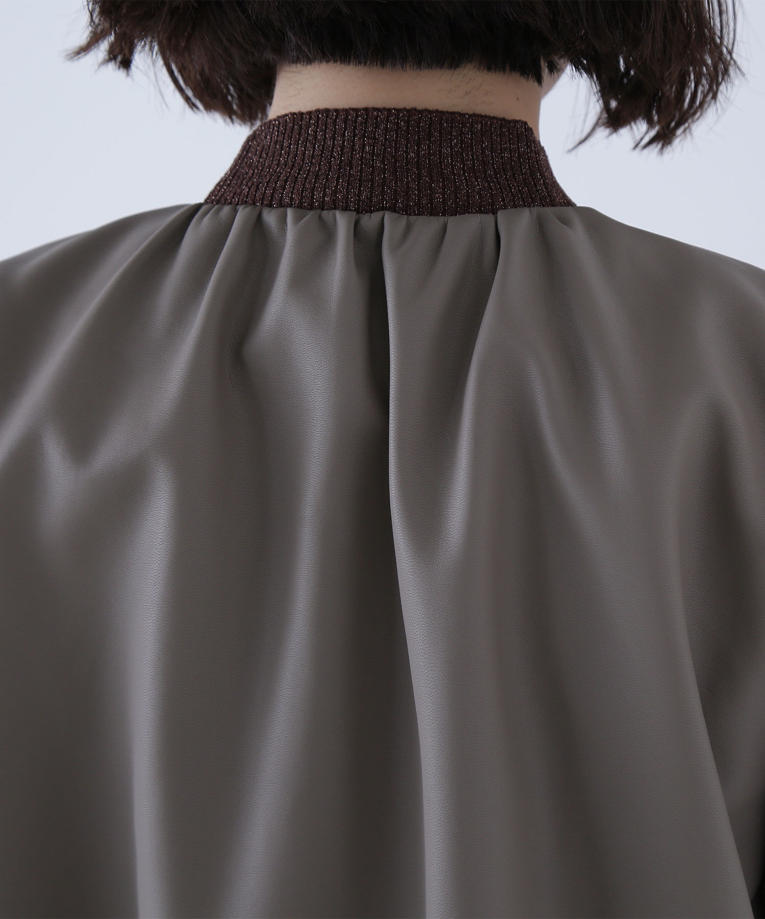  「フェイクレザーギャザーブルゾン」|ブルゾン・スタジャン|