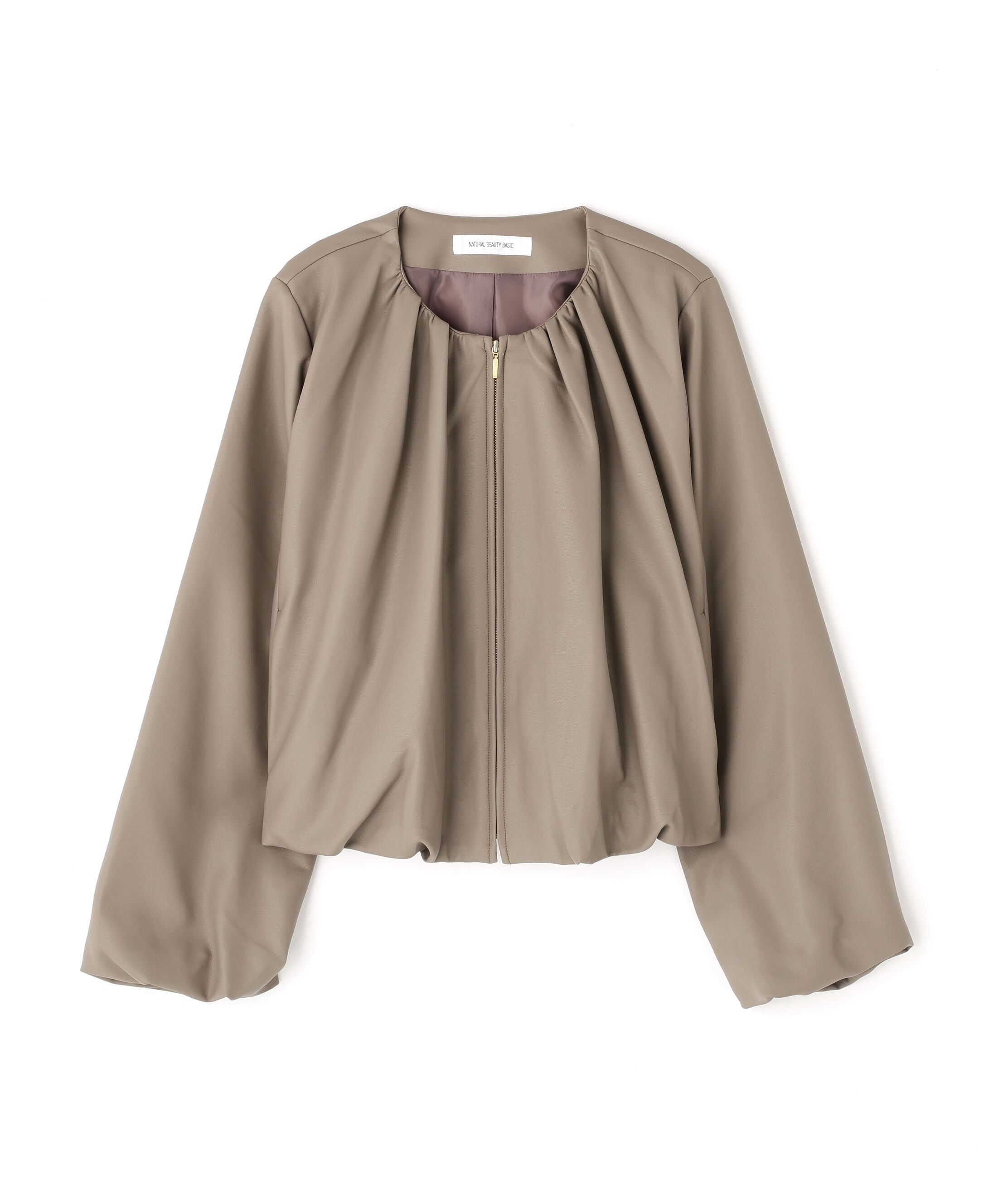  「フェイクレザーギャザーブルゾン」|ブルゾン・スタジャン|