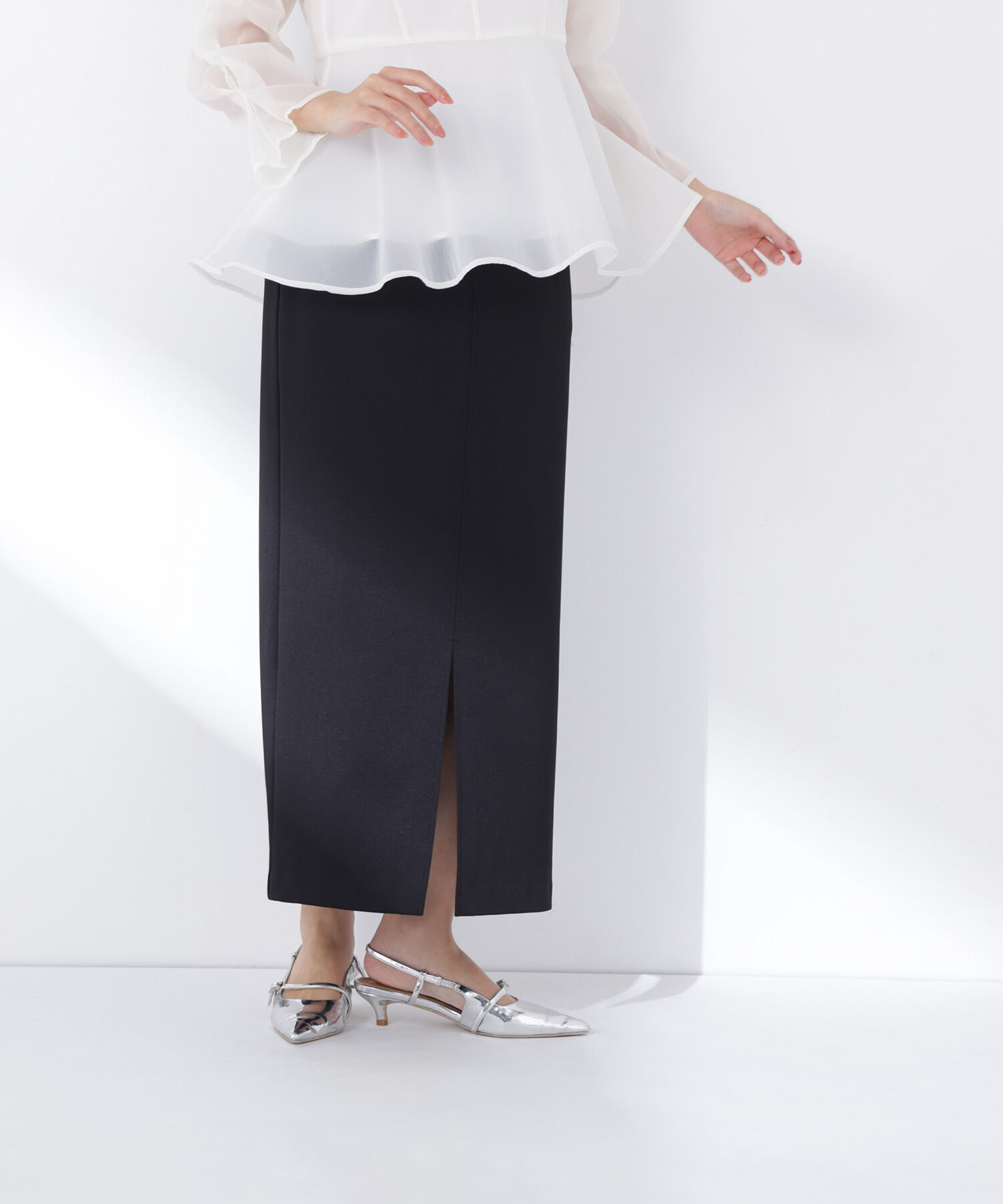  「ストレッチカルゼシリーズ ナロースカート」|スカート|
