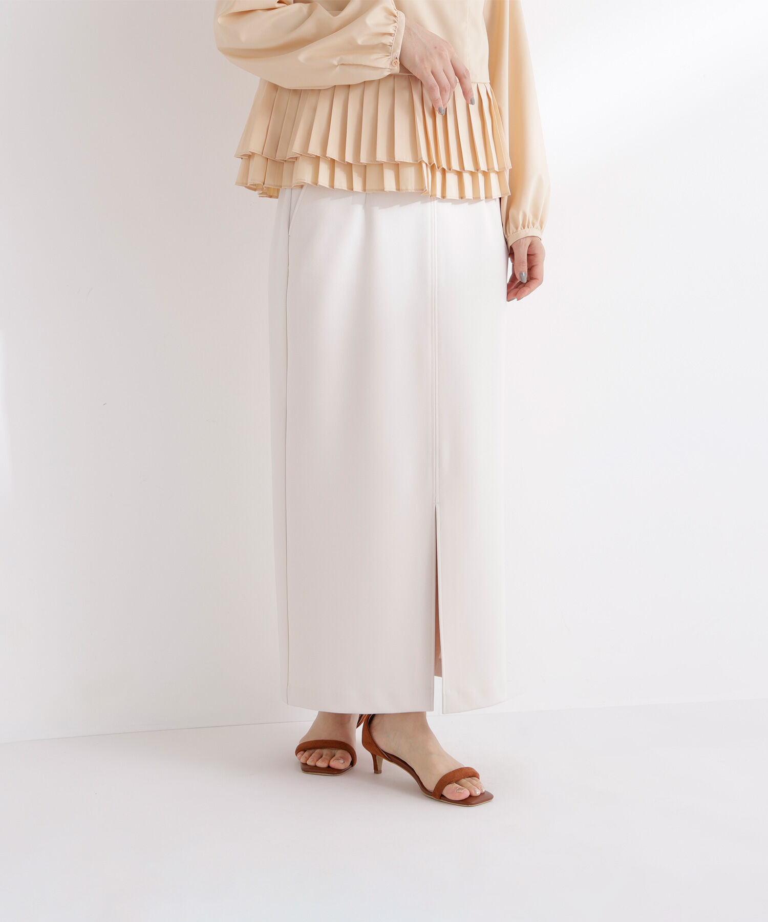  「ストレッチカルゼシリーズ ナロースカート」|スカート|