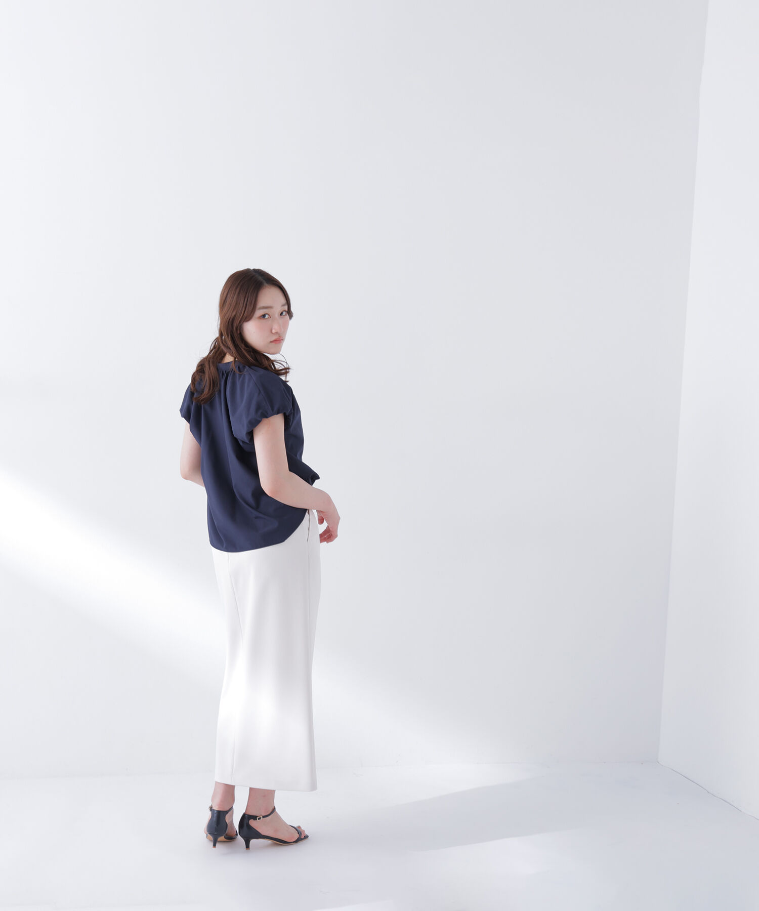  「ストレッチカルゼシリーズ ナロースカート」|スカート|