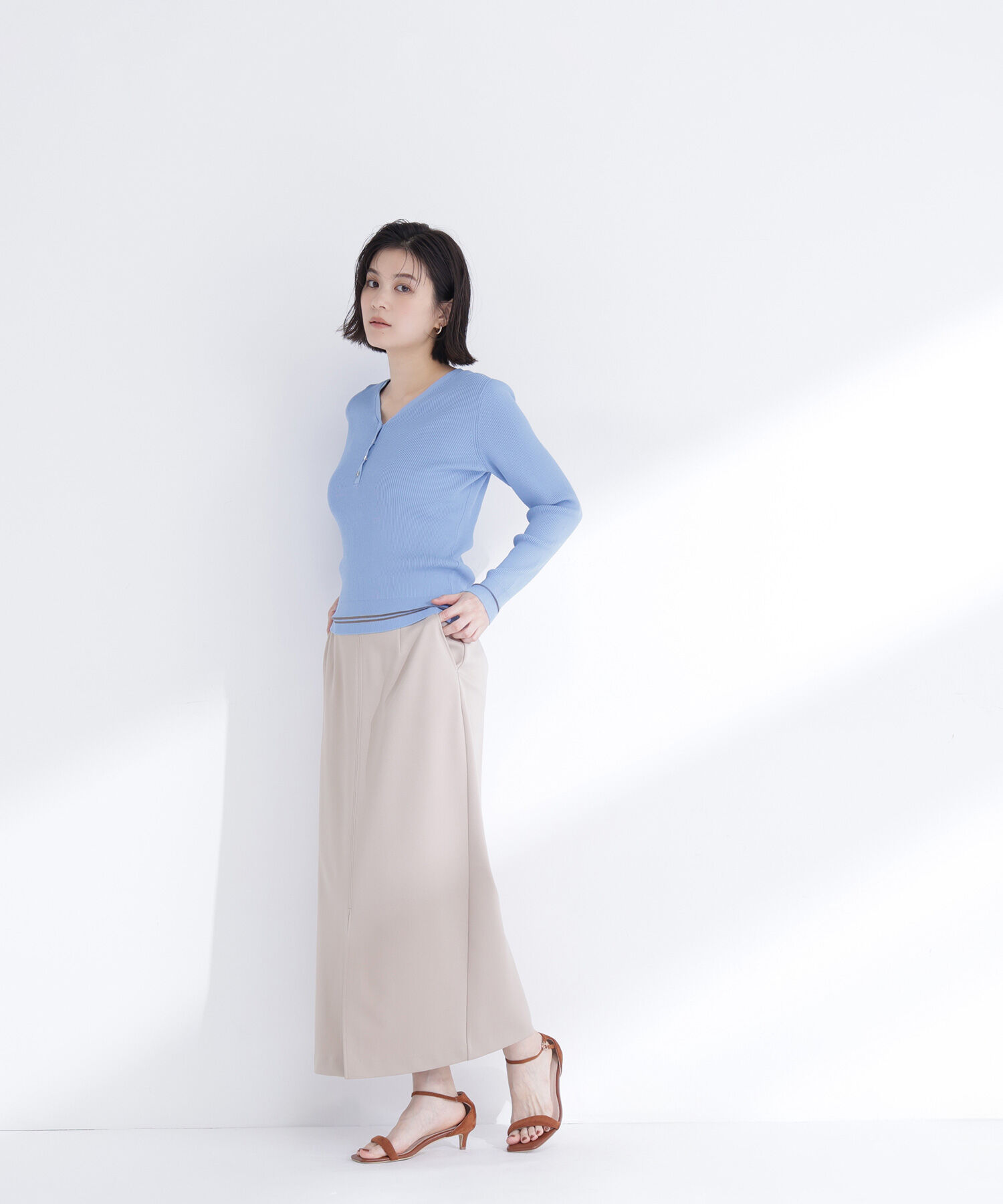  「ストレッチカルゼシリーズ ナロースカート」|スカート|