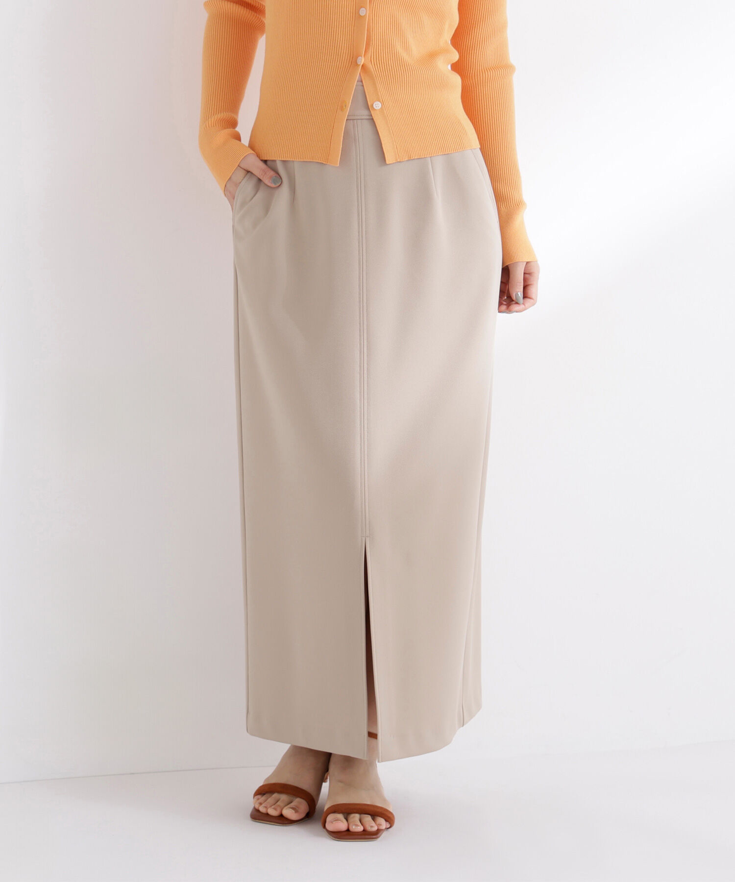  「ストレッチカルゼシリーズ ナロースカート」|スカート|