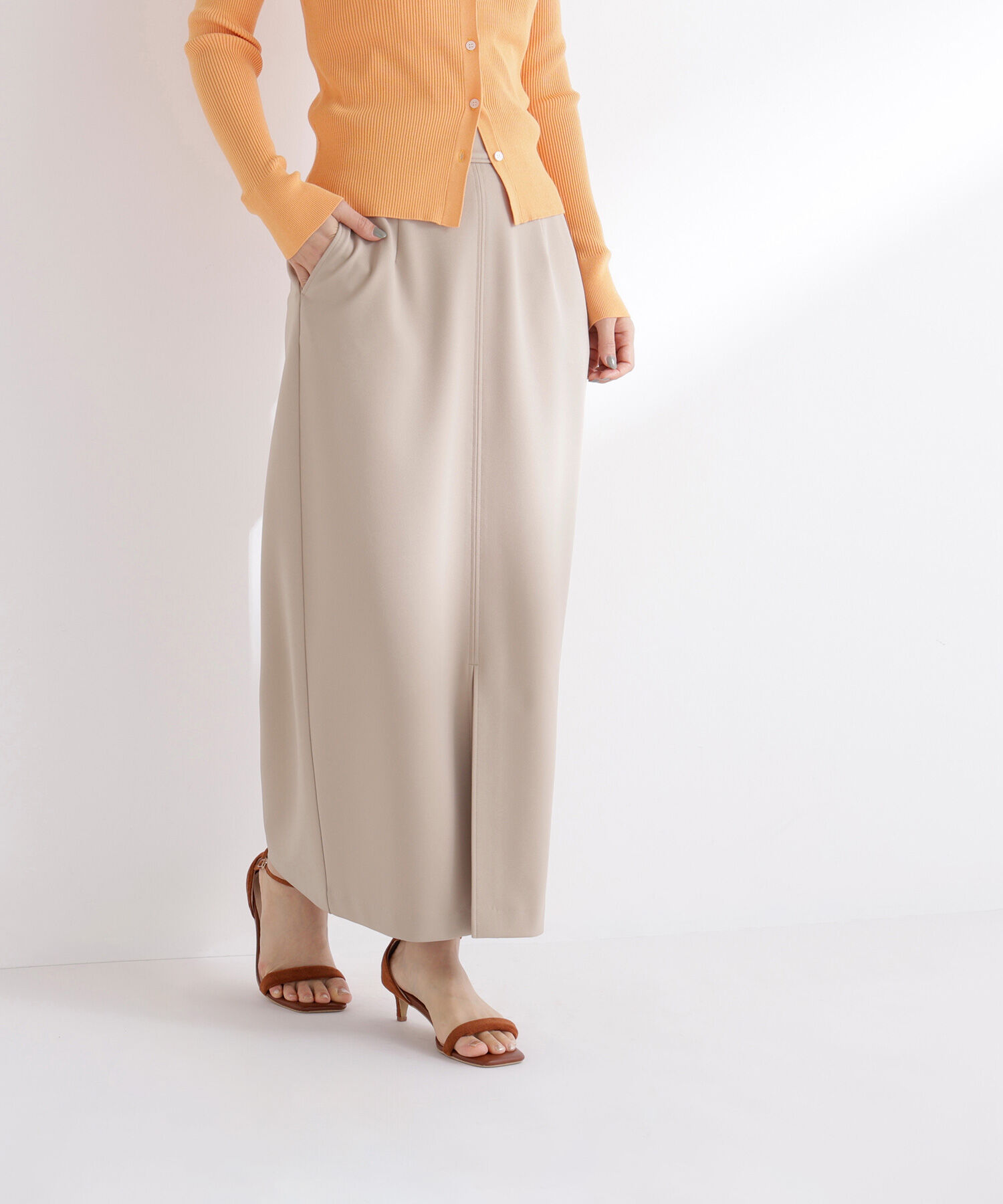  「ストレッチカルゼシリーズ ナロースカート」|スカート|
