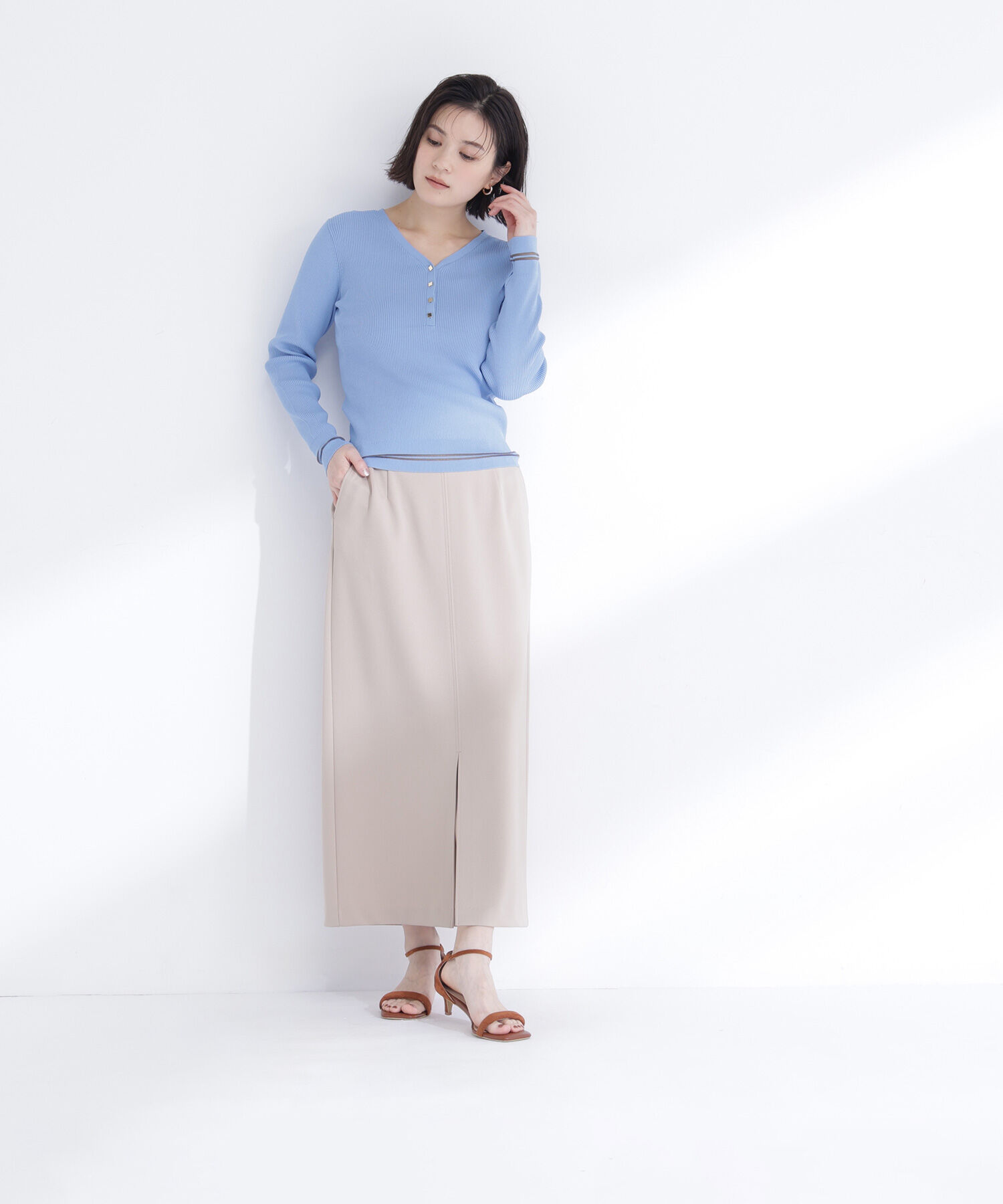  「ストレッチカルゼシリーズ ナロースカート」|スカート|
