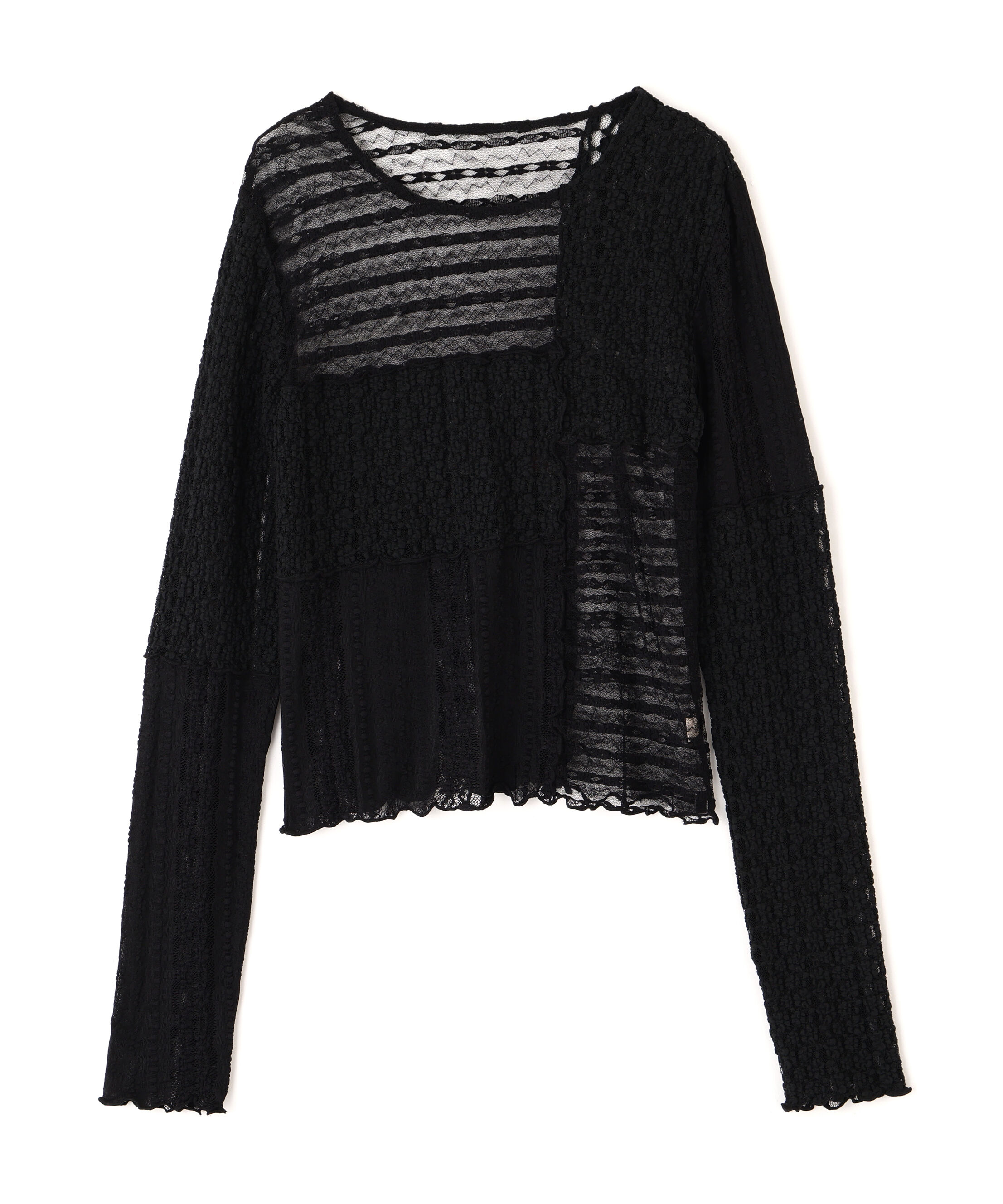  「パッチワークチュールレースカットソー」|Tシャツ・カットソー|