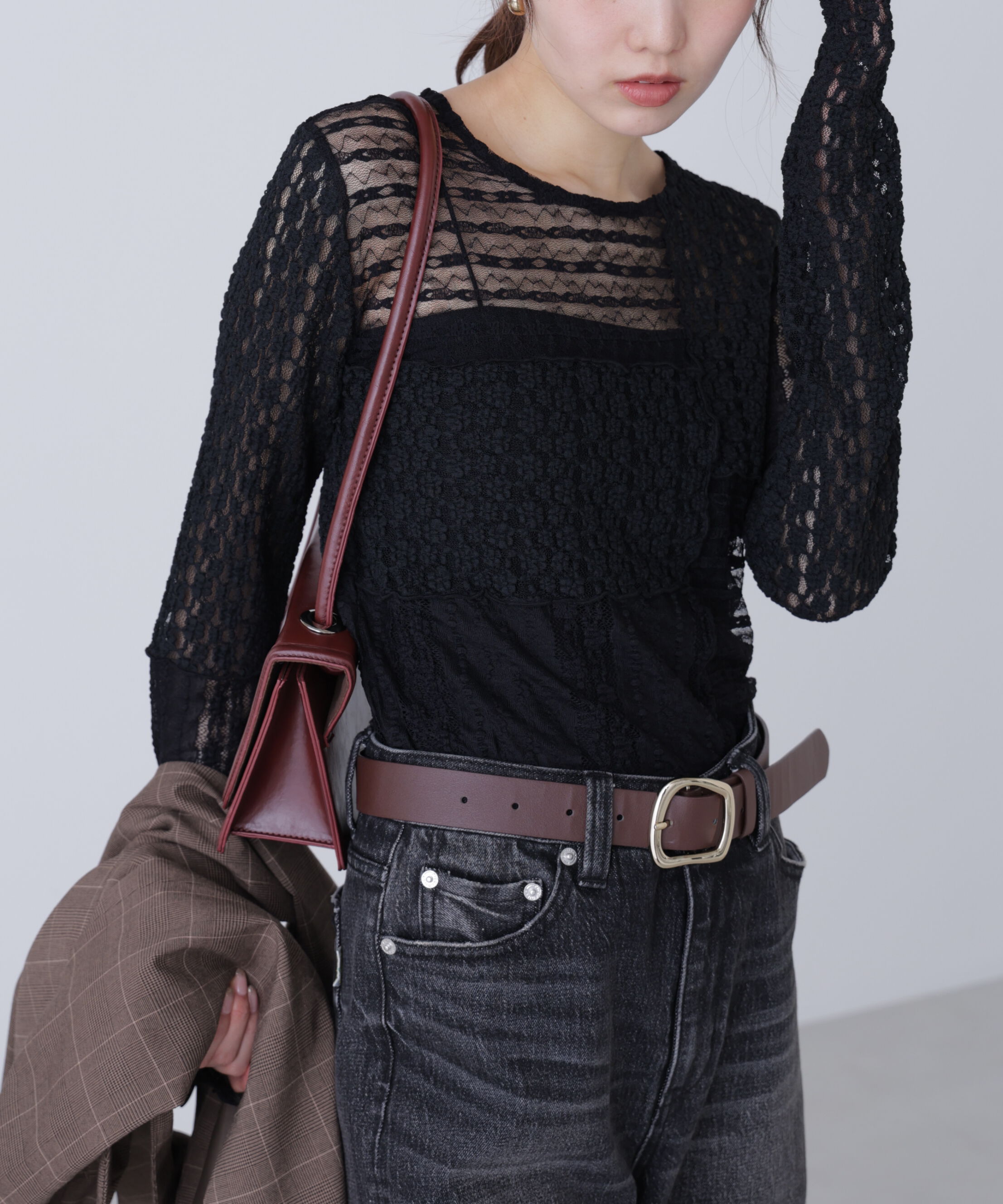  「パッチワークチュールレースカットソー」|Tシャツ・カットソー|