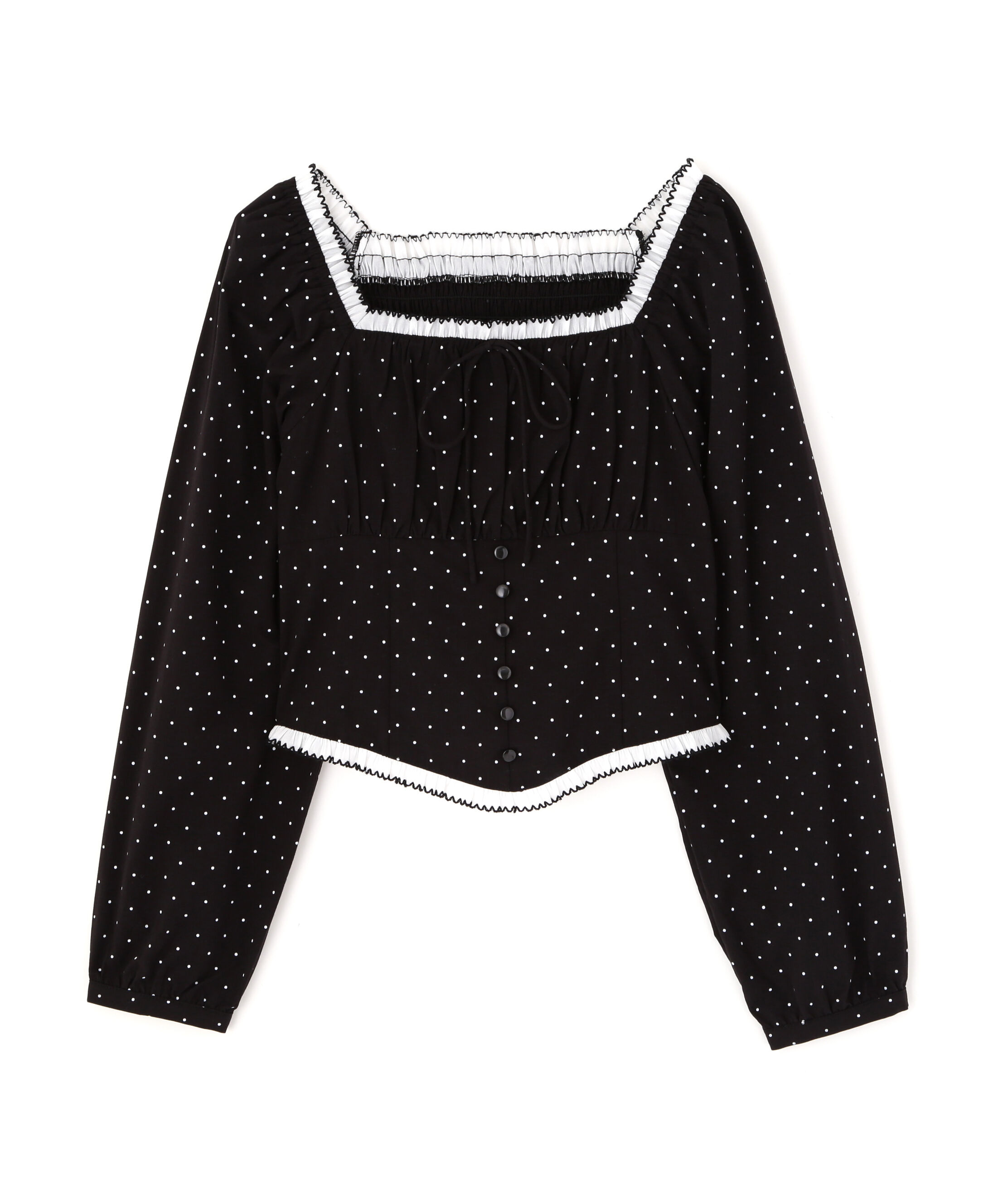  「長袖ドット衿フリルブラウス」|シャツ・ブラウス|