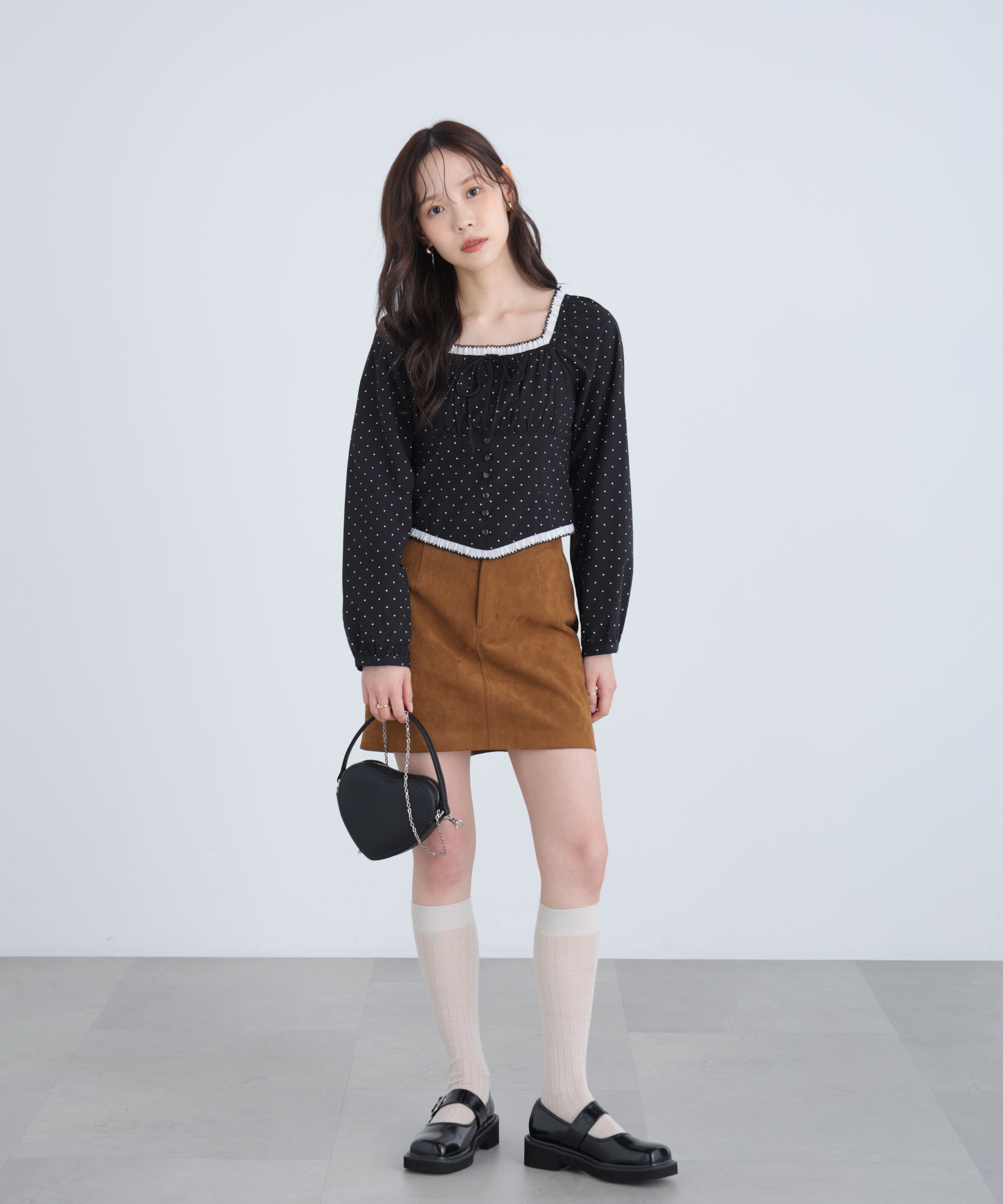  「長袖ドット衿フリルブラウス」|シャツ・ブラウス|