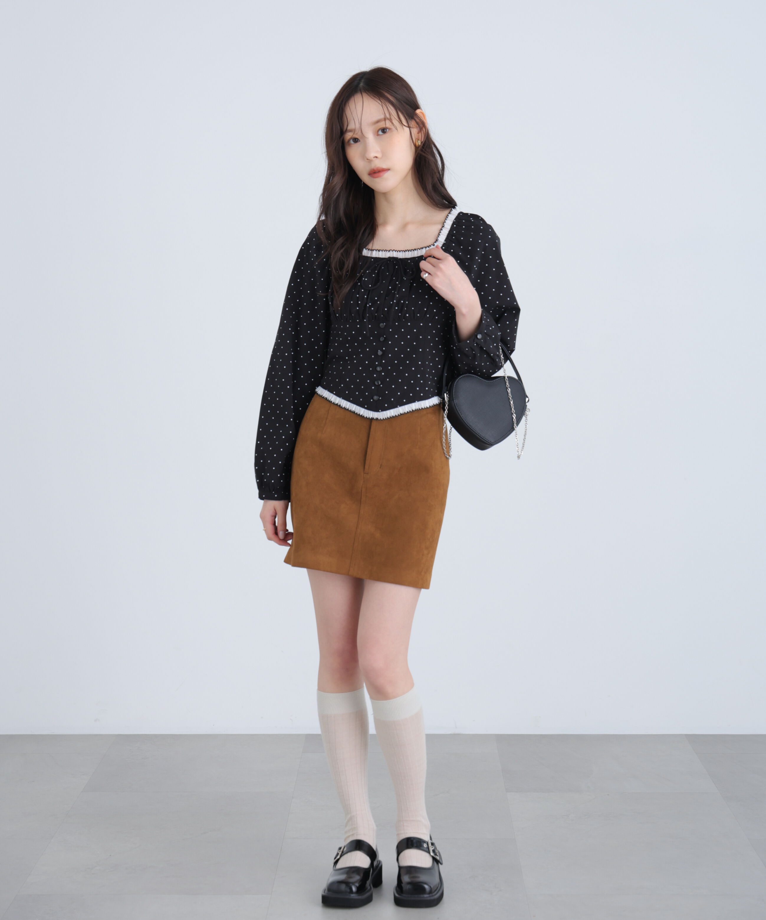  「長袖ドット衿フリルブラウス」|シャツ・ブラウス|
