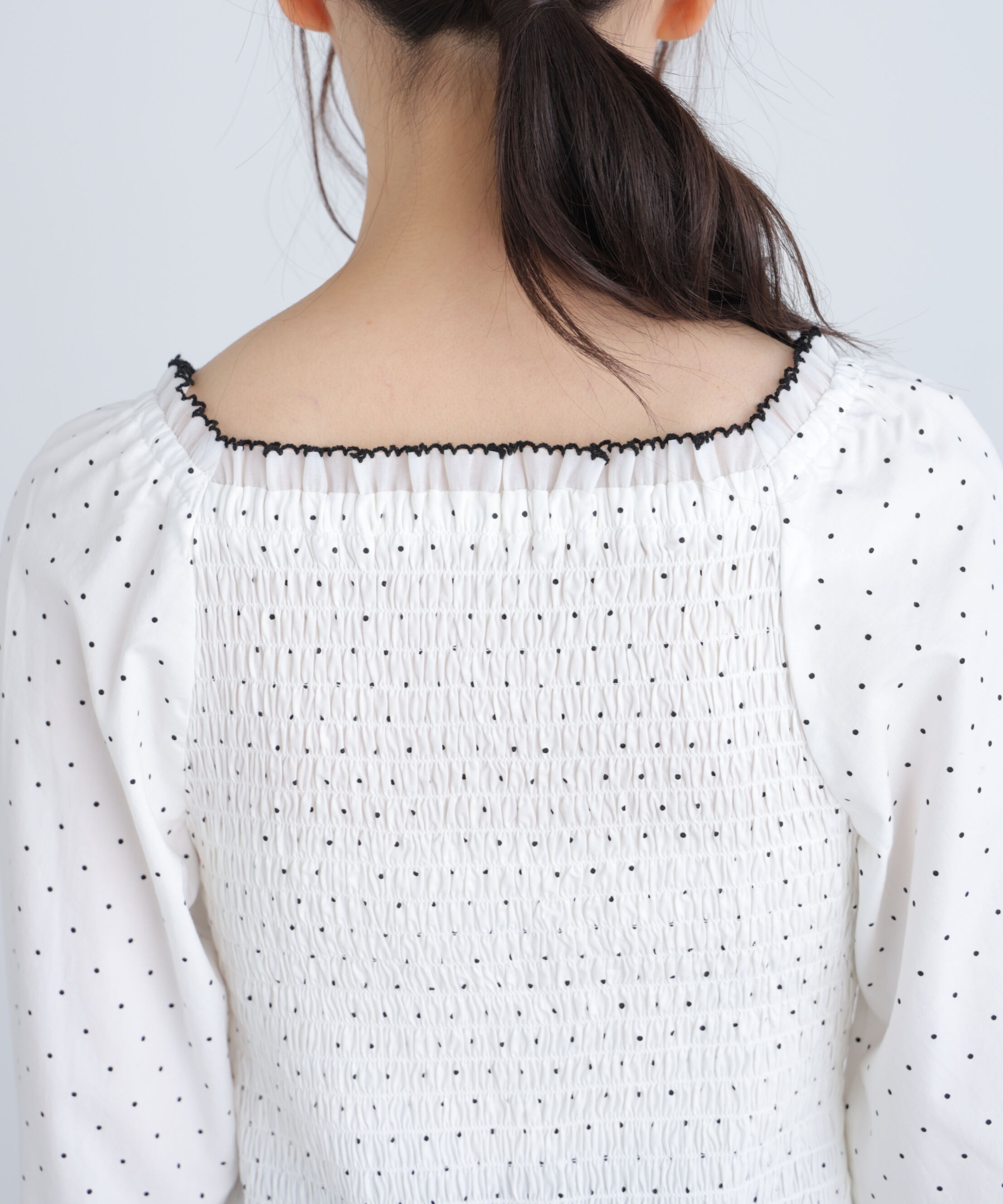  「長袖ドット衿フリルブラウス」|シャツ・ブラウス|