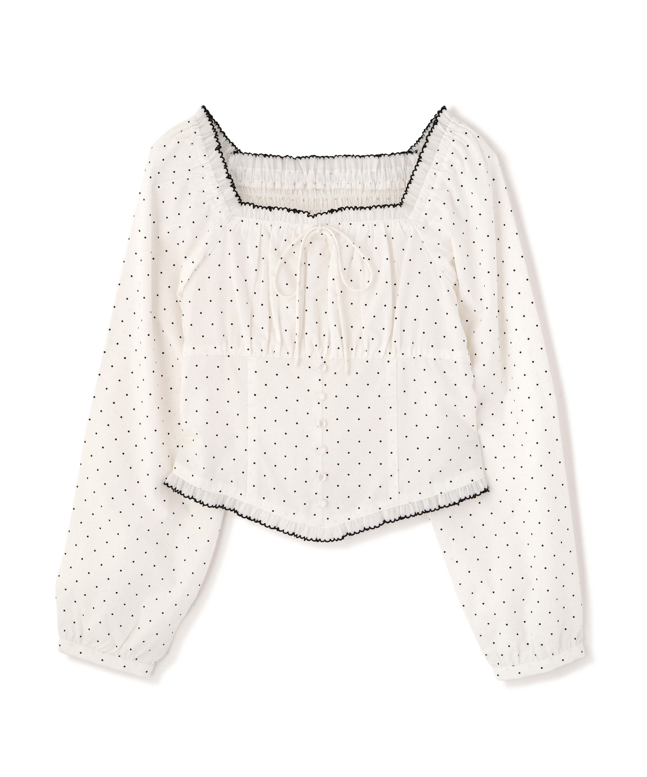  「長袖ドット衿フリルブラウス」|シャツ・ブラウス|