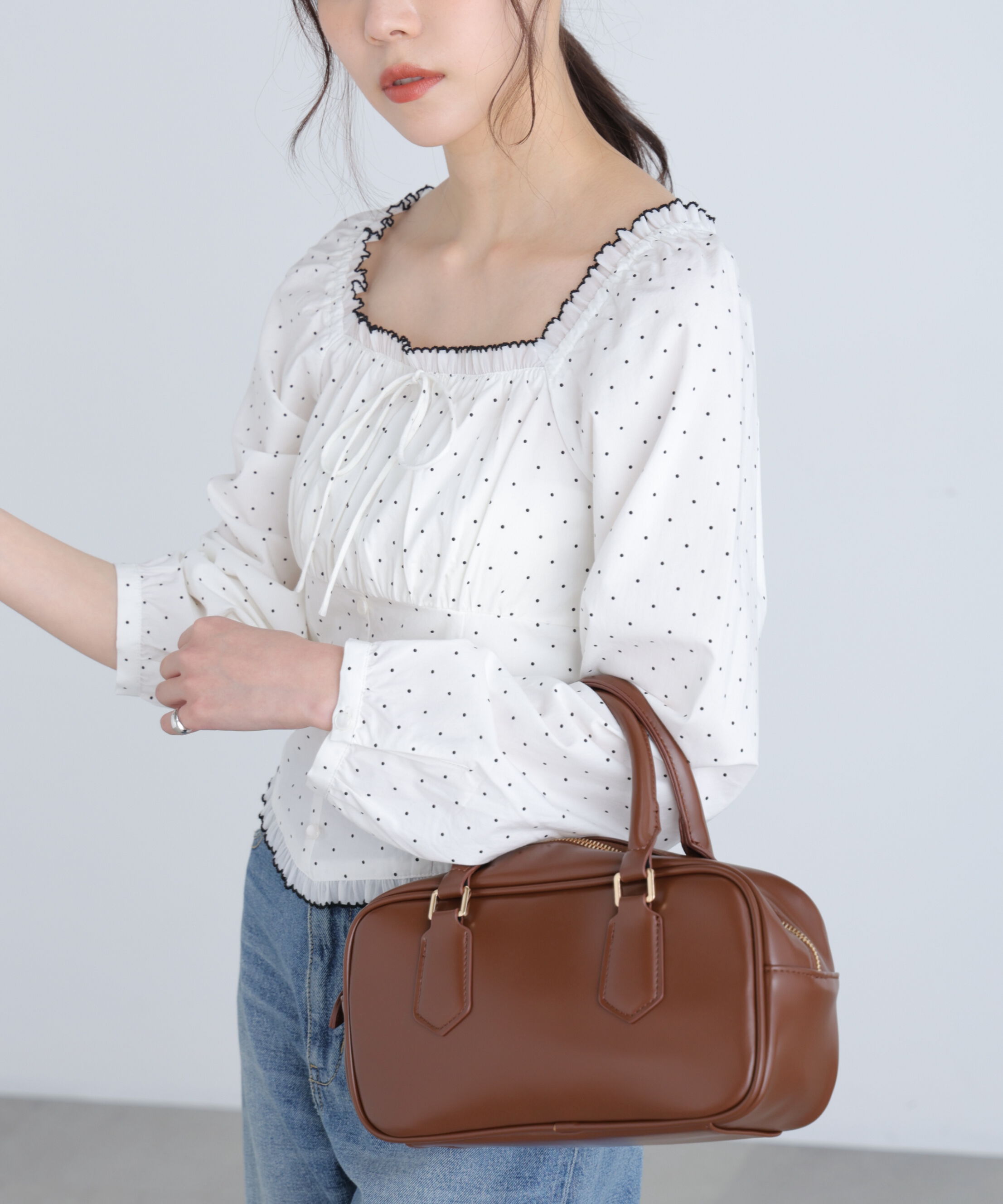  「長袖ドット衿フリルブラウス」|シャツ・ブラウス|