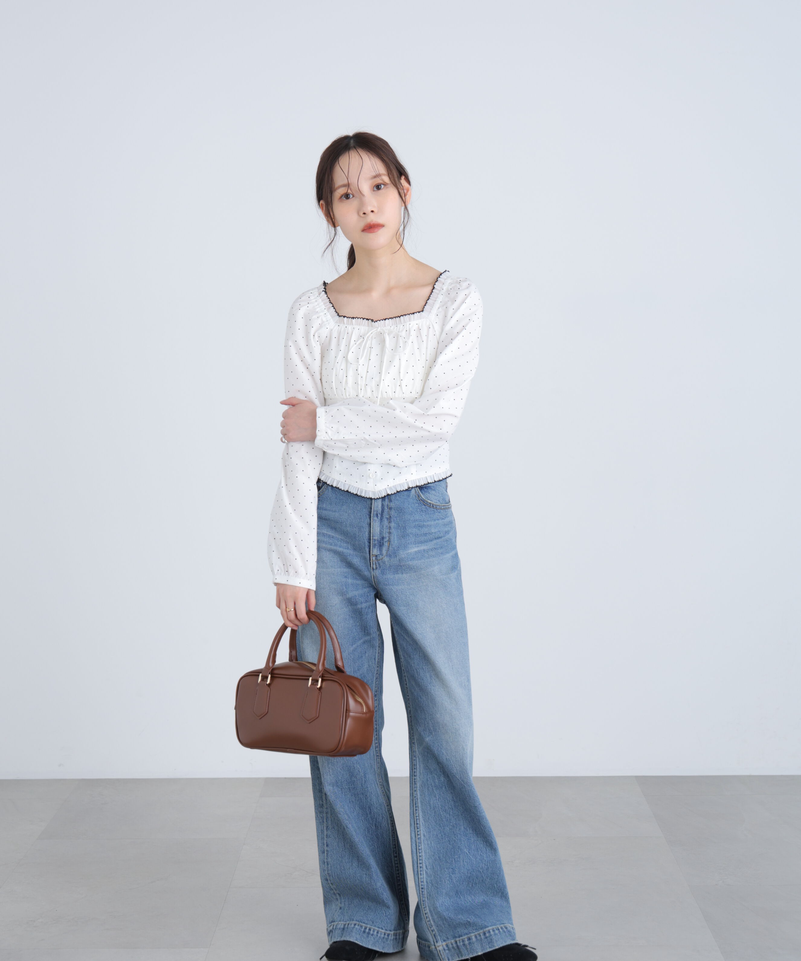  「長袖ドット衿フリルブラウス」|シャツ・ブラウス|