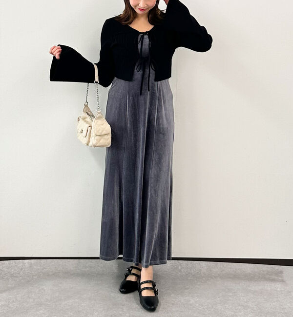 archives「ランダムリブニットカーデ&times;ベロアキャミワンピースＳＥＴ」|ワンピース|