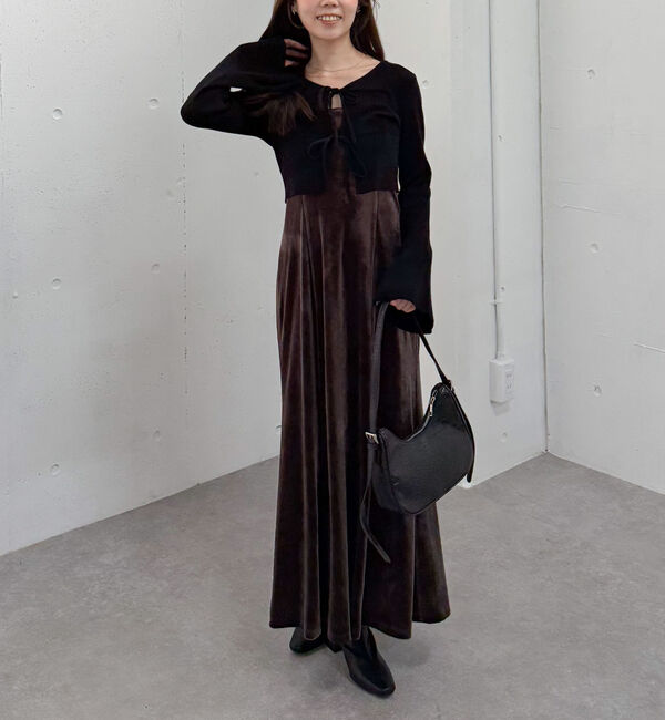 archives「ランダムリブニットカーデ&times;ベロアキャミワンピースＳＥＴ」|ワンピース|