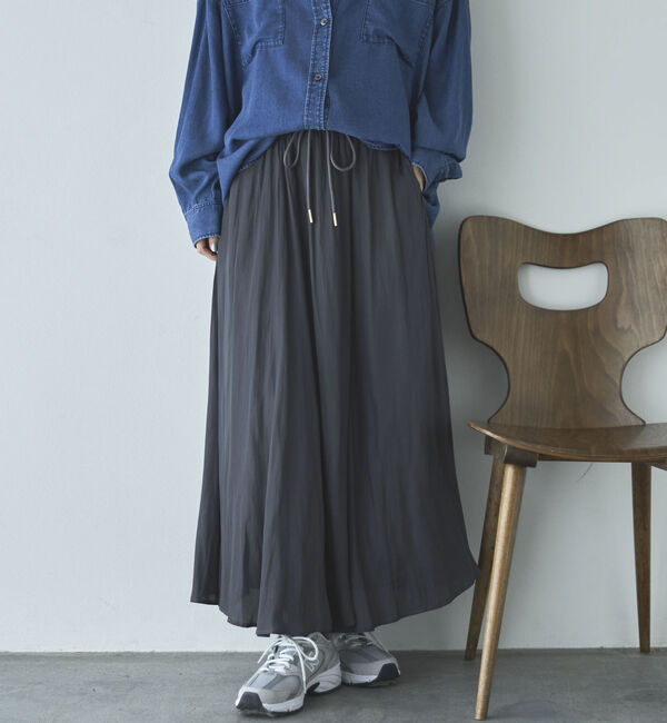 Doux archives「とろみサテンギャザースカート」|スカート|