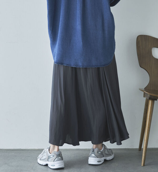 Doux archives「とろみサテンギャザースカート」|スカート|