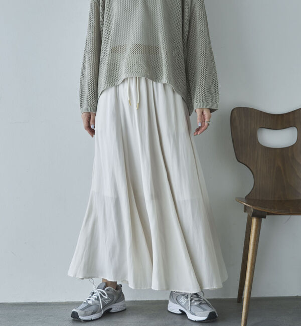 Doux archives「とろみサテンギャザースカート」|スカート|IVORY