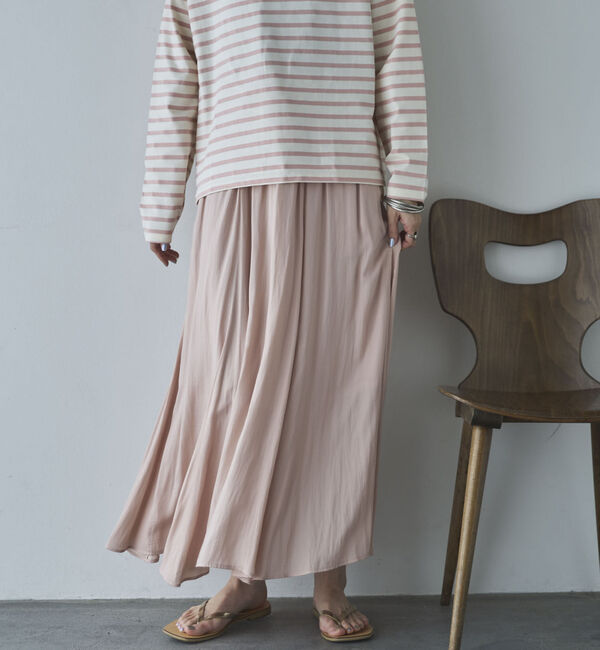 Doux archives「とろみサテンギャザースカート」|スカート|PINK