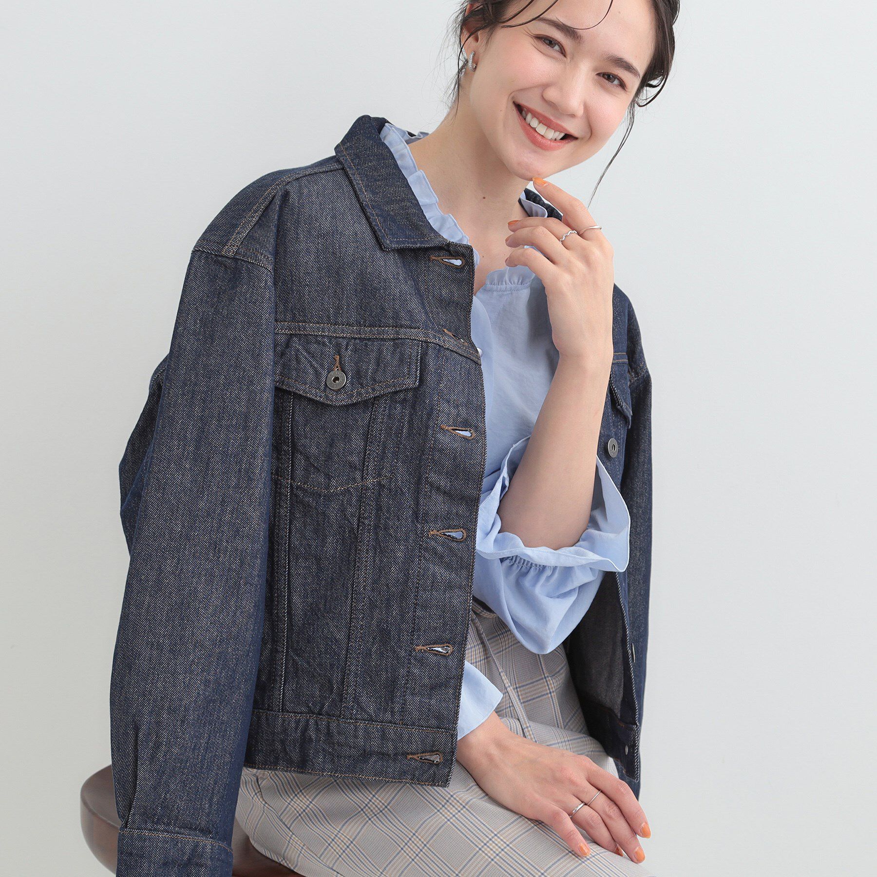 SHOO･LA･RUE「【SHOO・LA・RUE DENIM】ゆったりシルエットで大人カジュアル  ゆるGジャン」|デニムジャケット|ネイビー(094)