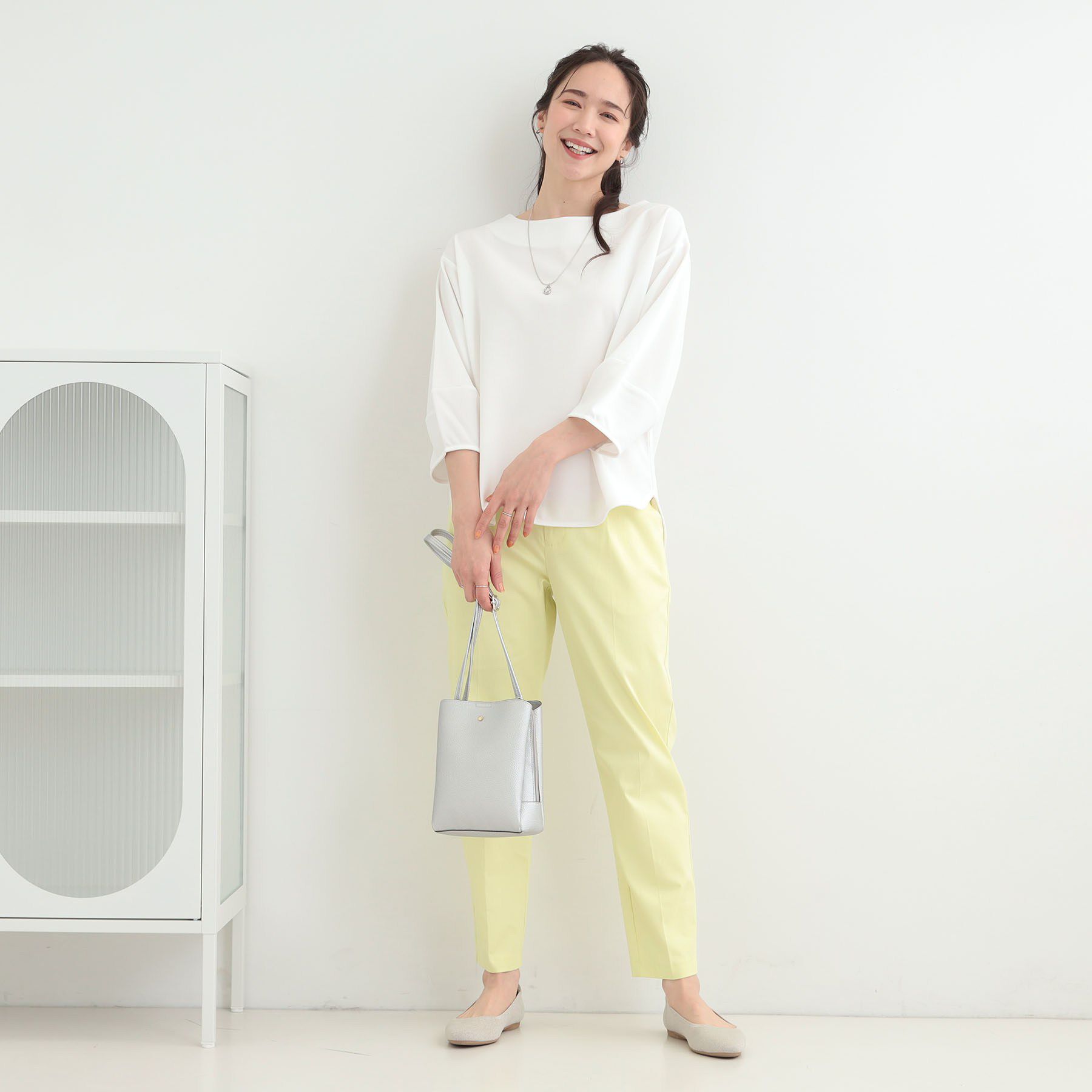 SHOO･LA･RUE「【2点セット/7分袖/S-LL】ランタンスリーブで女性らしい ネックレス付きブラウス」|シャツ・ブラウス|