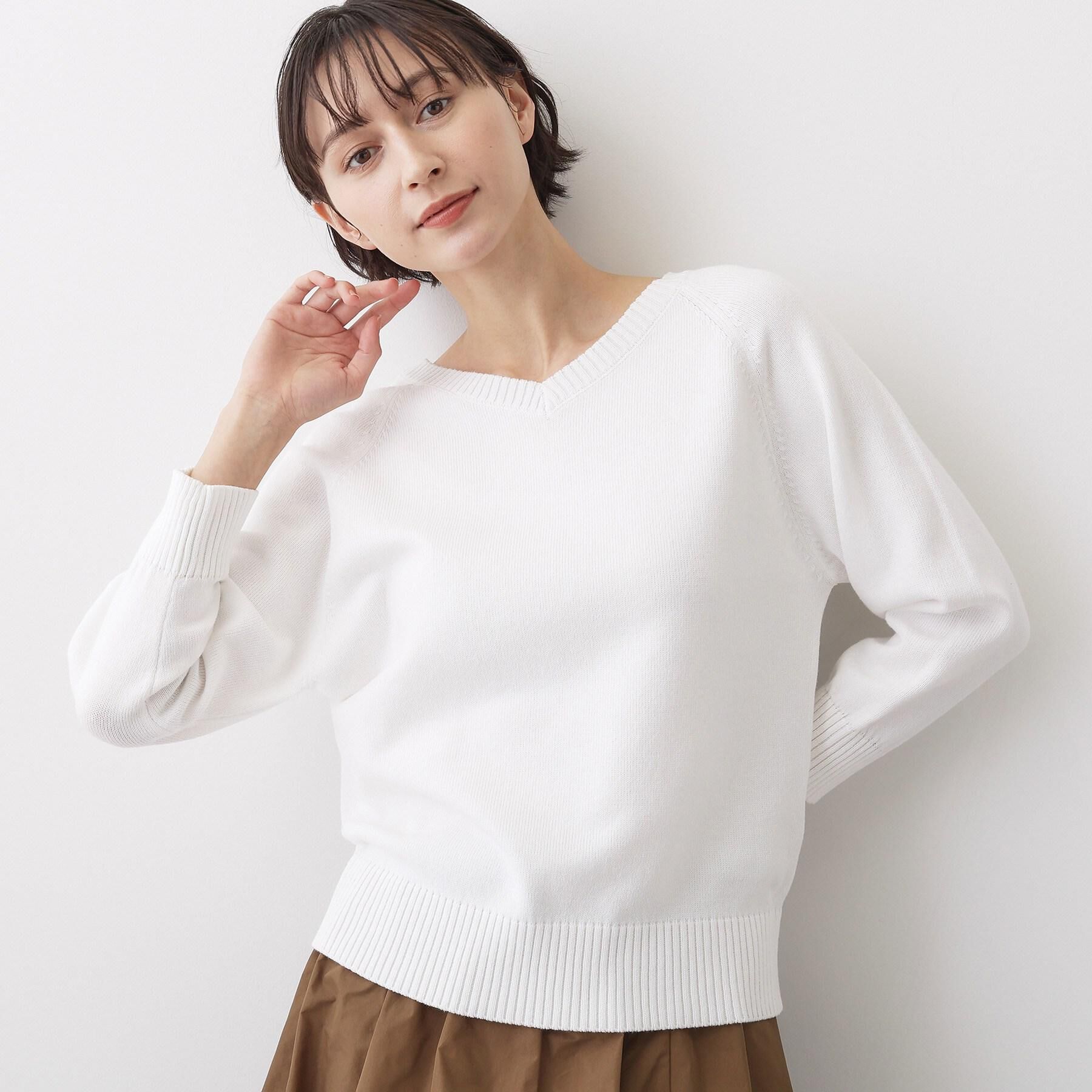 Dessin「【洗える】コットンVネックニット」|ニット・セーター|